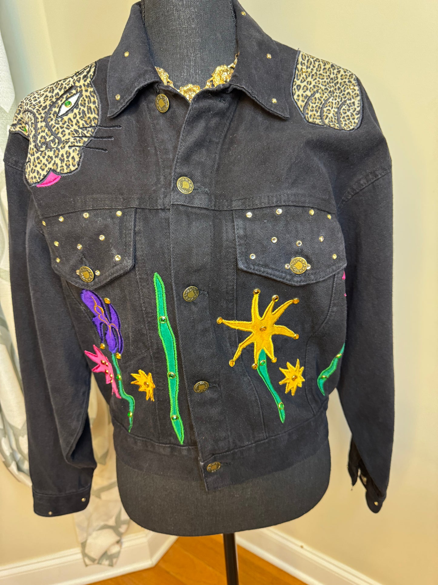 Tamorah Marie Bejeweled and Embroidered Denim Jacket NWT