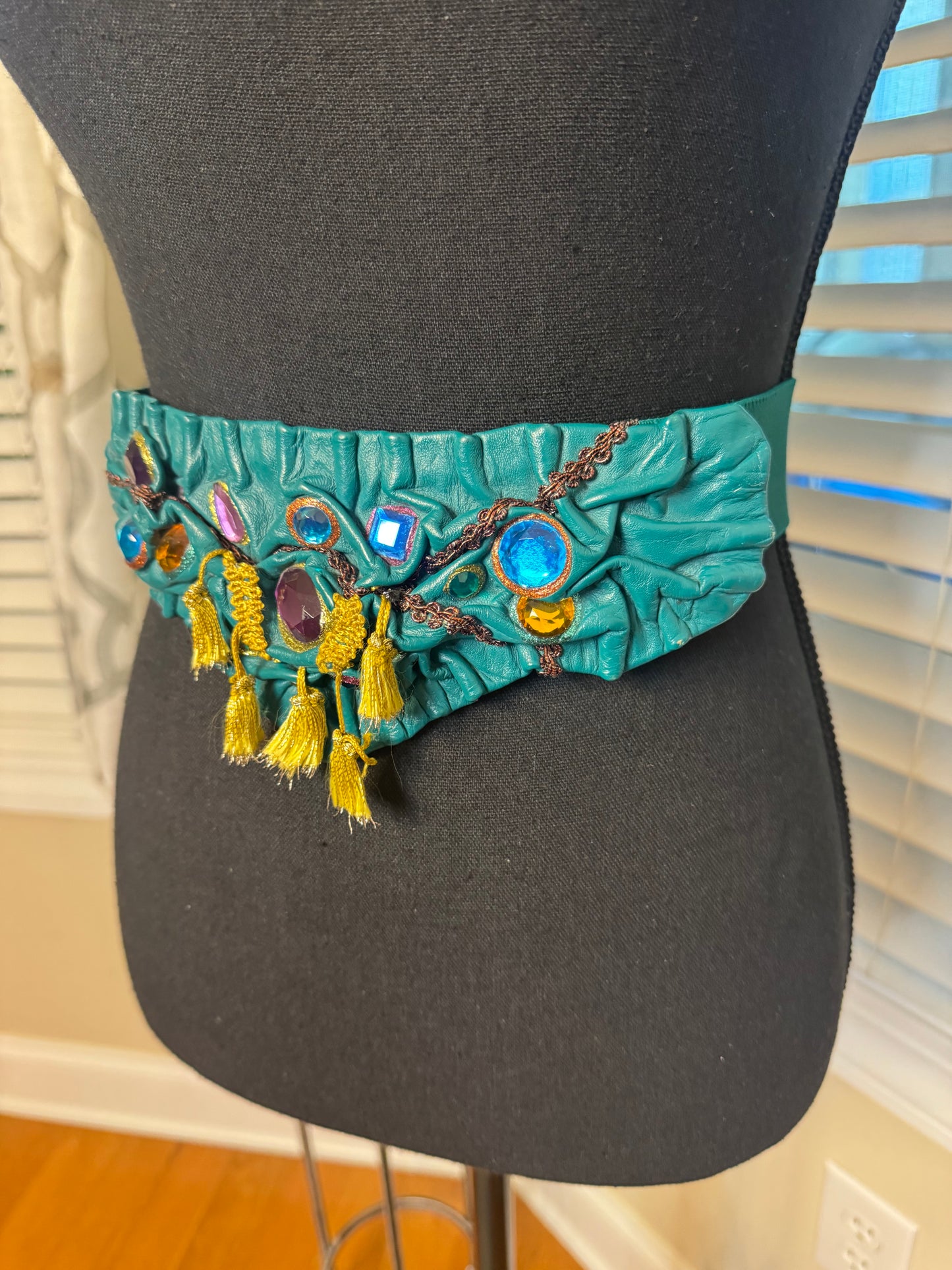 Vintage Gemstone Embellished and Gold Tassel Belt