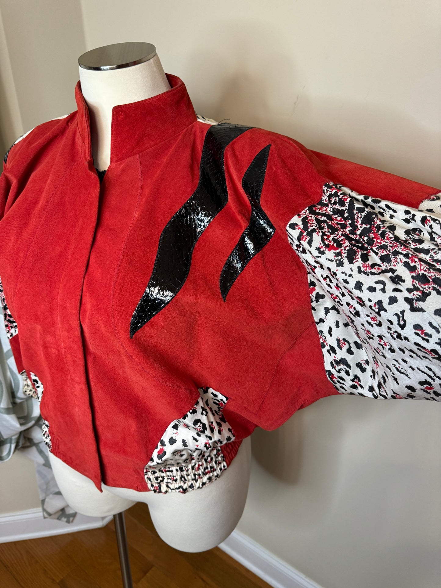 Julian K. Vintage Leopard Print Suede Leather Jacket