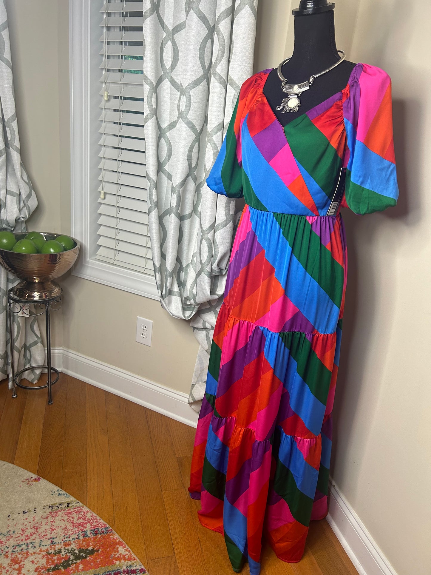 Skies are Blue Rainbow Maxi Dress NWT