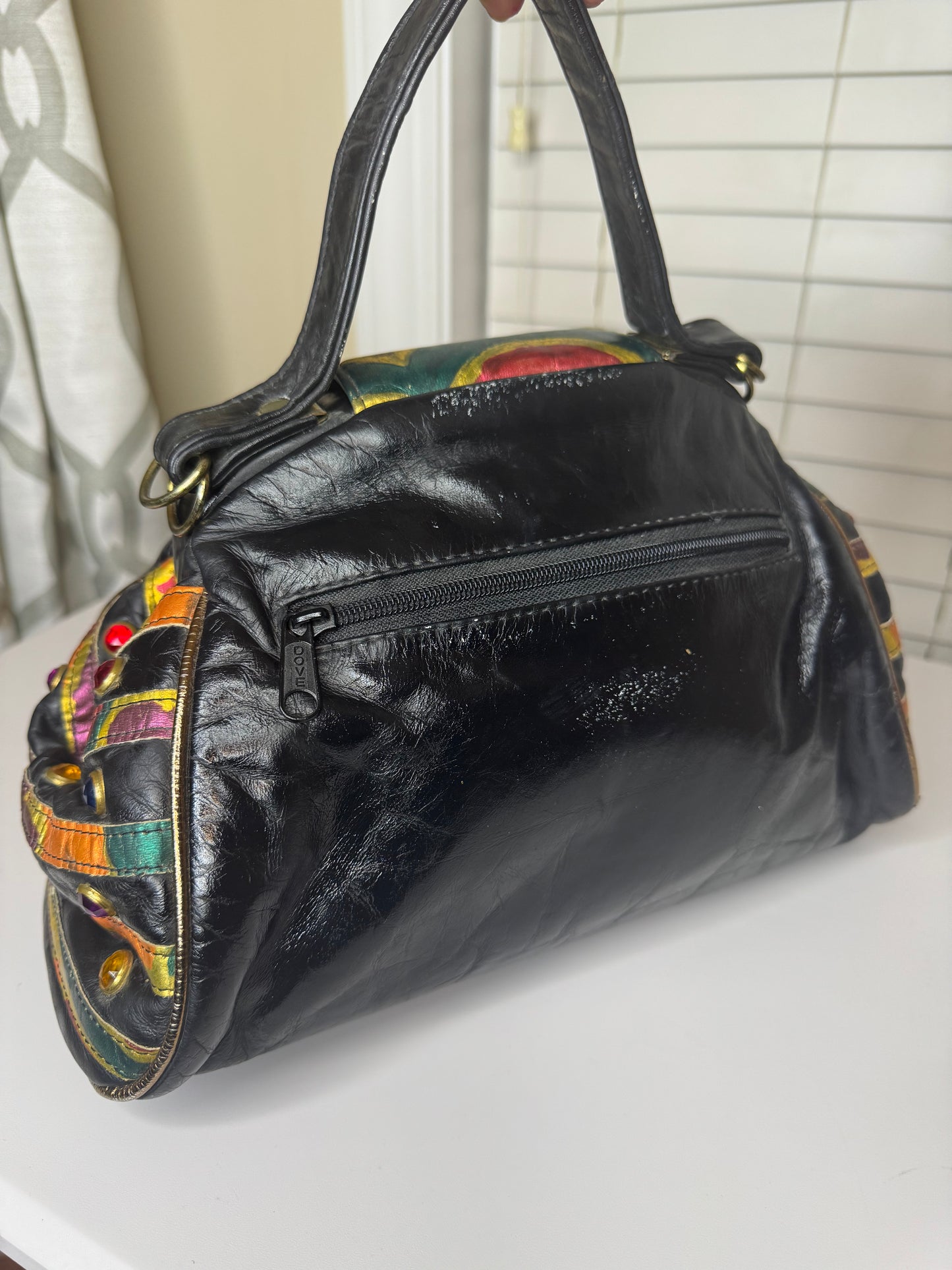 Bejeweled Vintage Abstract Painted Purse