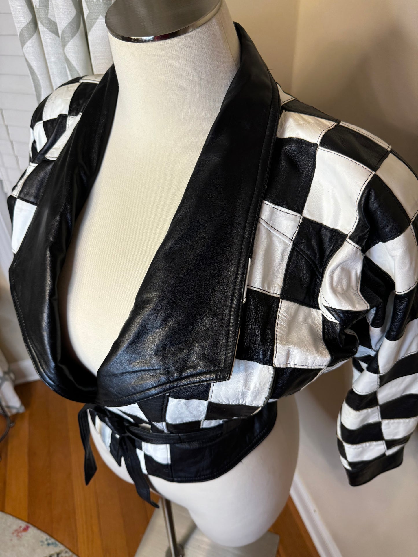 VTG Black and White Leather Jacket