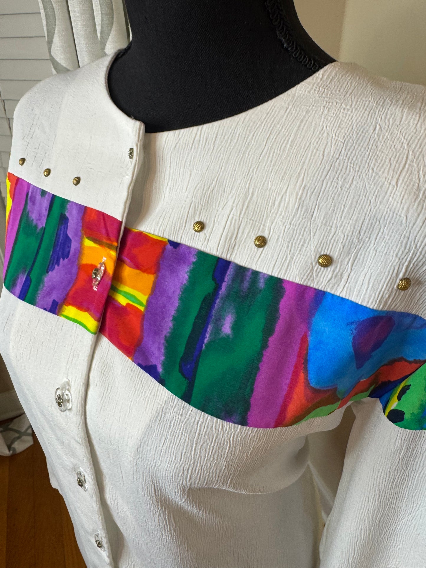 Vintage Jordana Abstract Trimmed Shirt