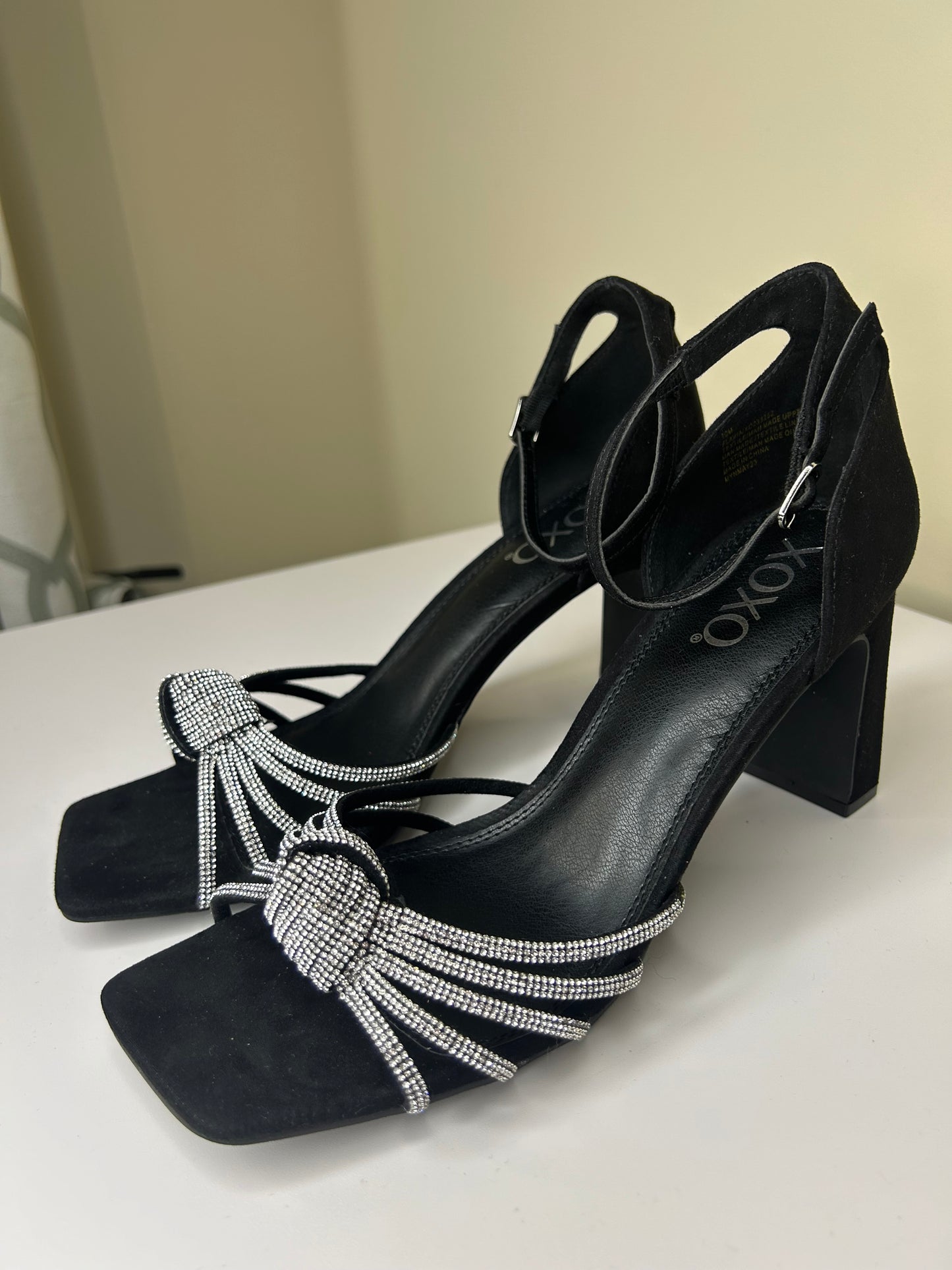 XOXO Suede and Sequin Adorned Heels