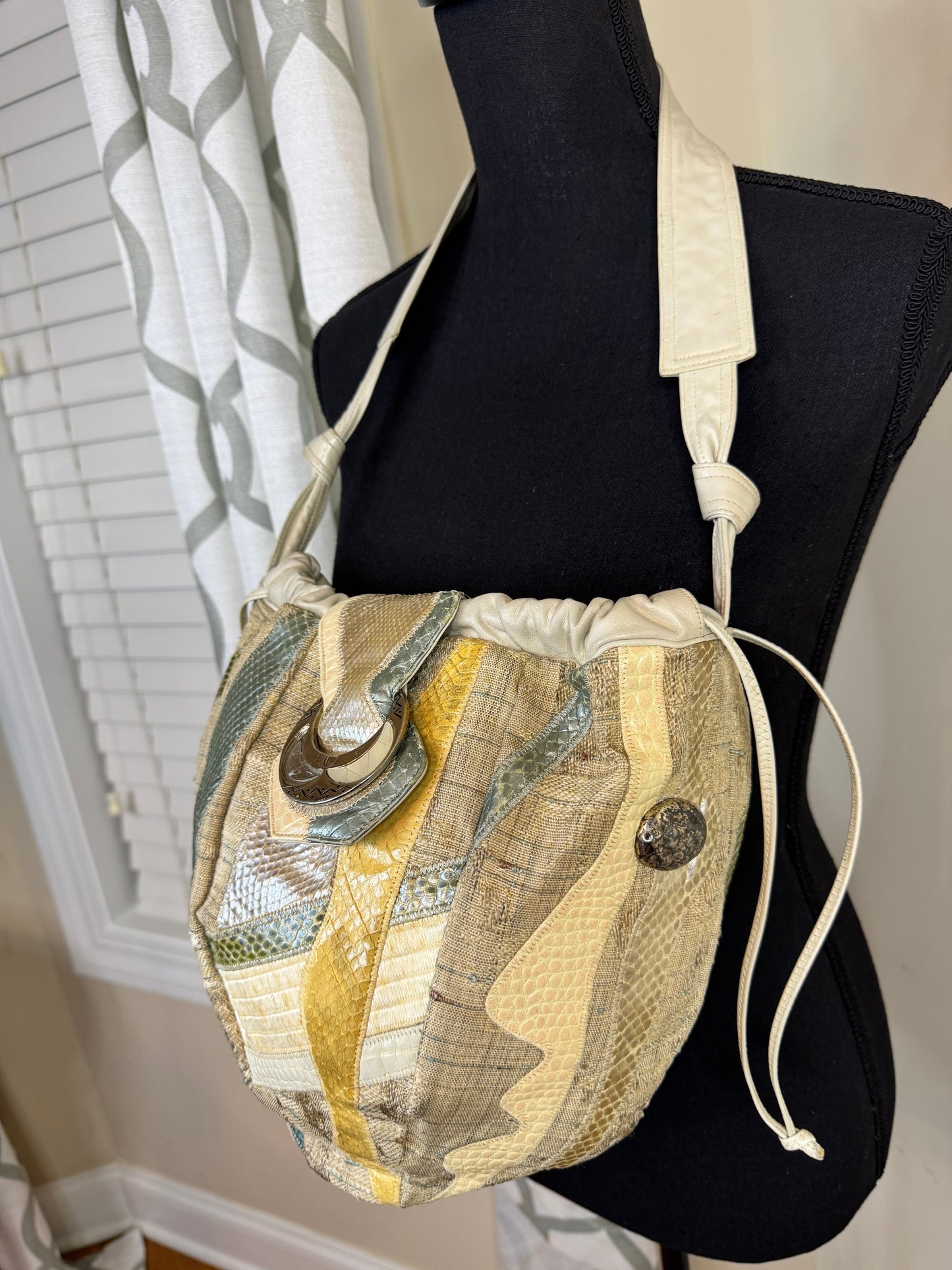 Vintage Sharif Neutral Tone Bucket Bag