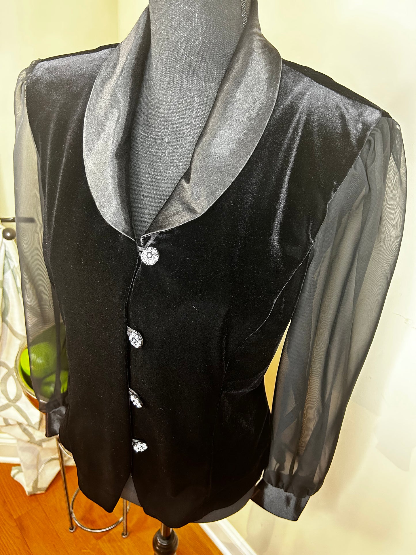Another Thyme Bejeweled Velour Jacket with Sheer Sleeves