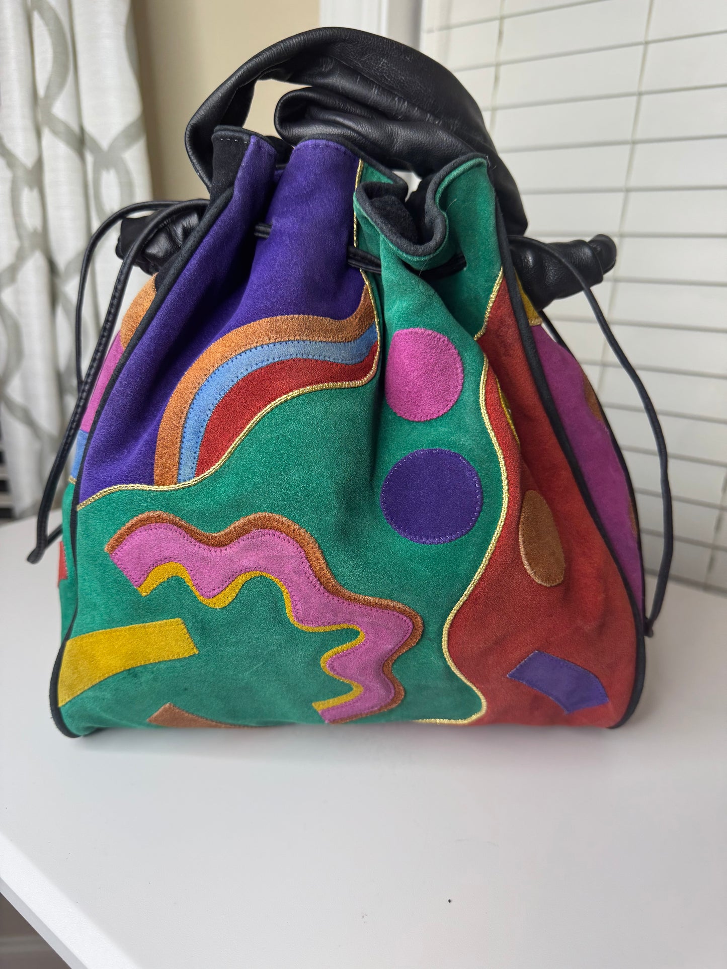 AVANTE 1980s Genuine Leather/Velour Purse