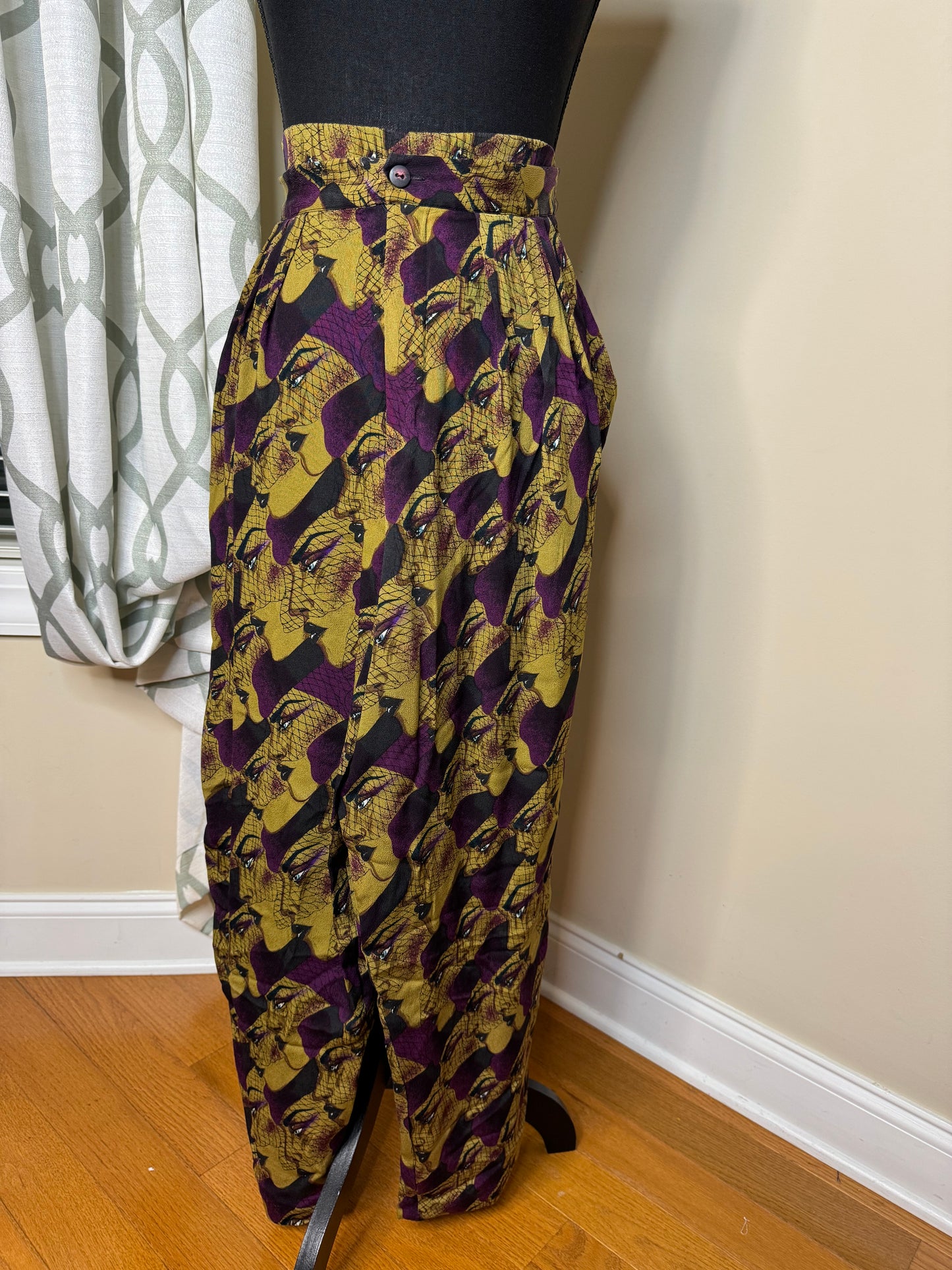 Anne Pinkerton 1980s Women's Face Print Pants
