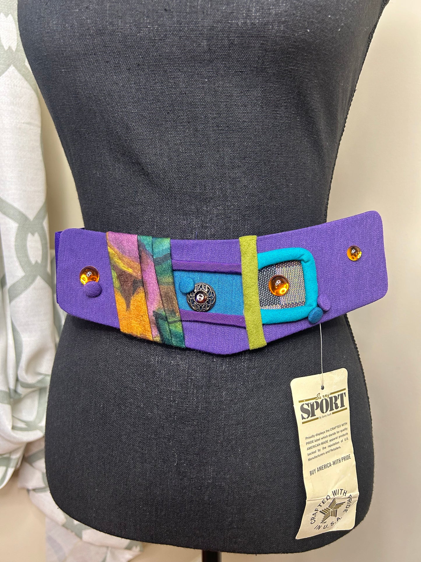 Vintage Sunny Sport by Sunny South Bejeweled Elastic Waist Belt (Deadstock)
