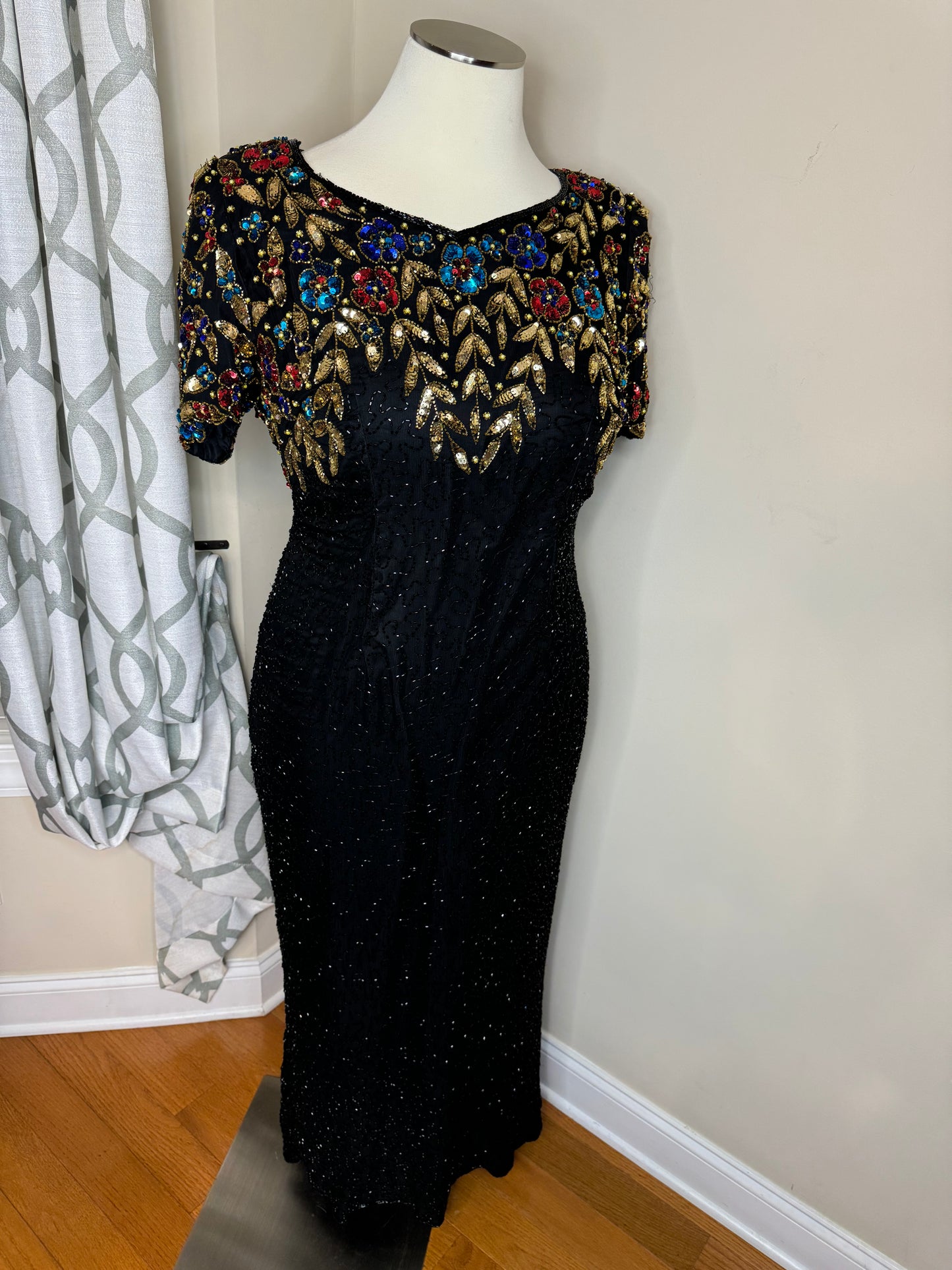 Patra Vintage Sequin Formal Dress Maxi Length