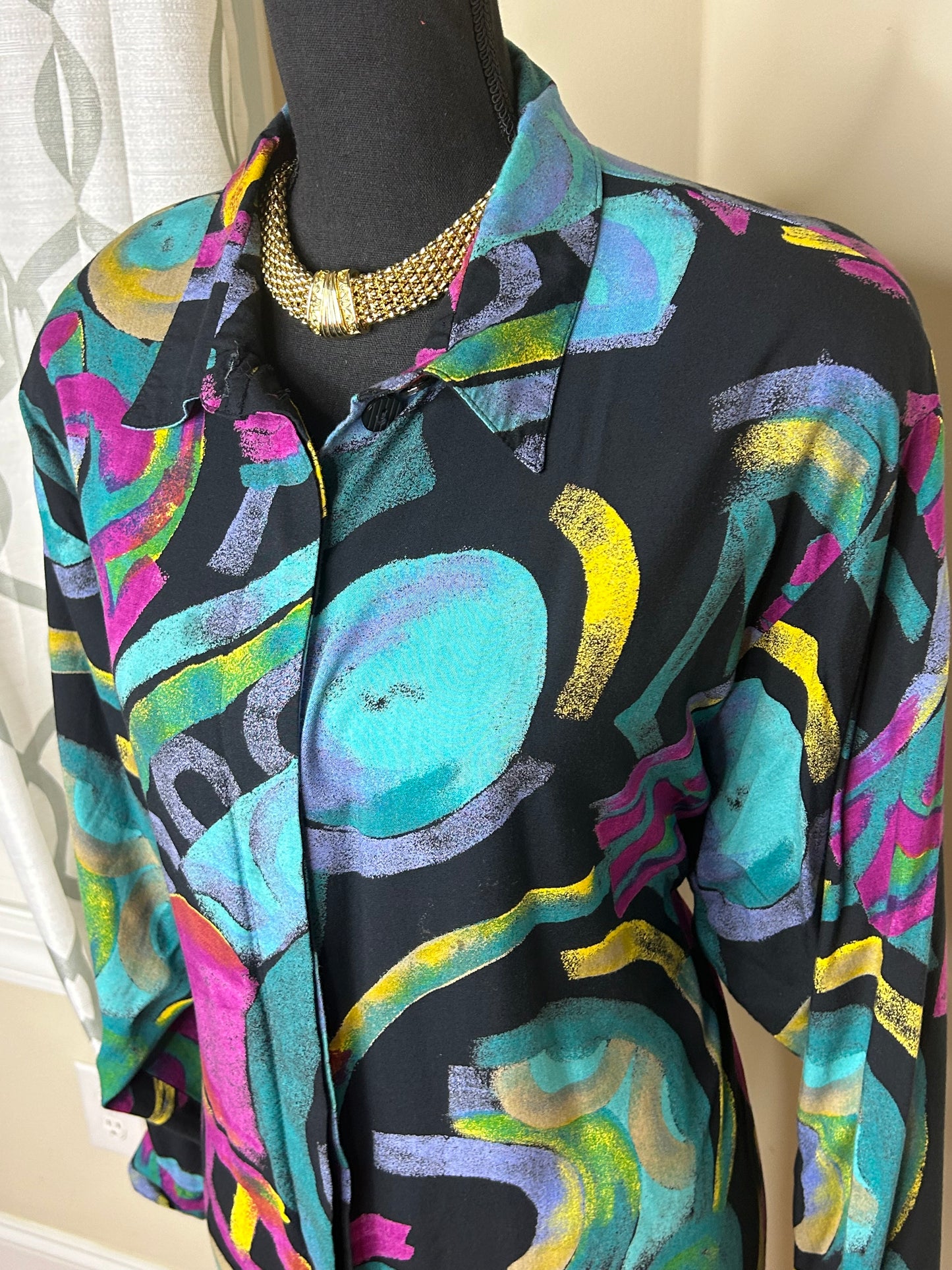 Kathryn Deene Abstract Print Vintage Shirt