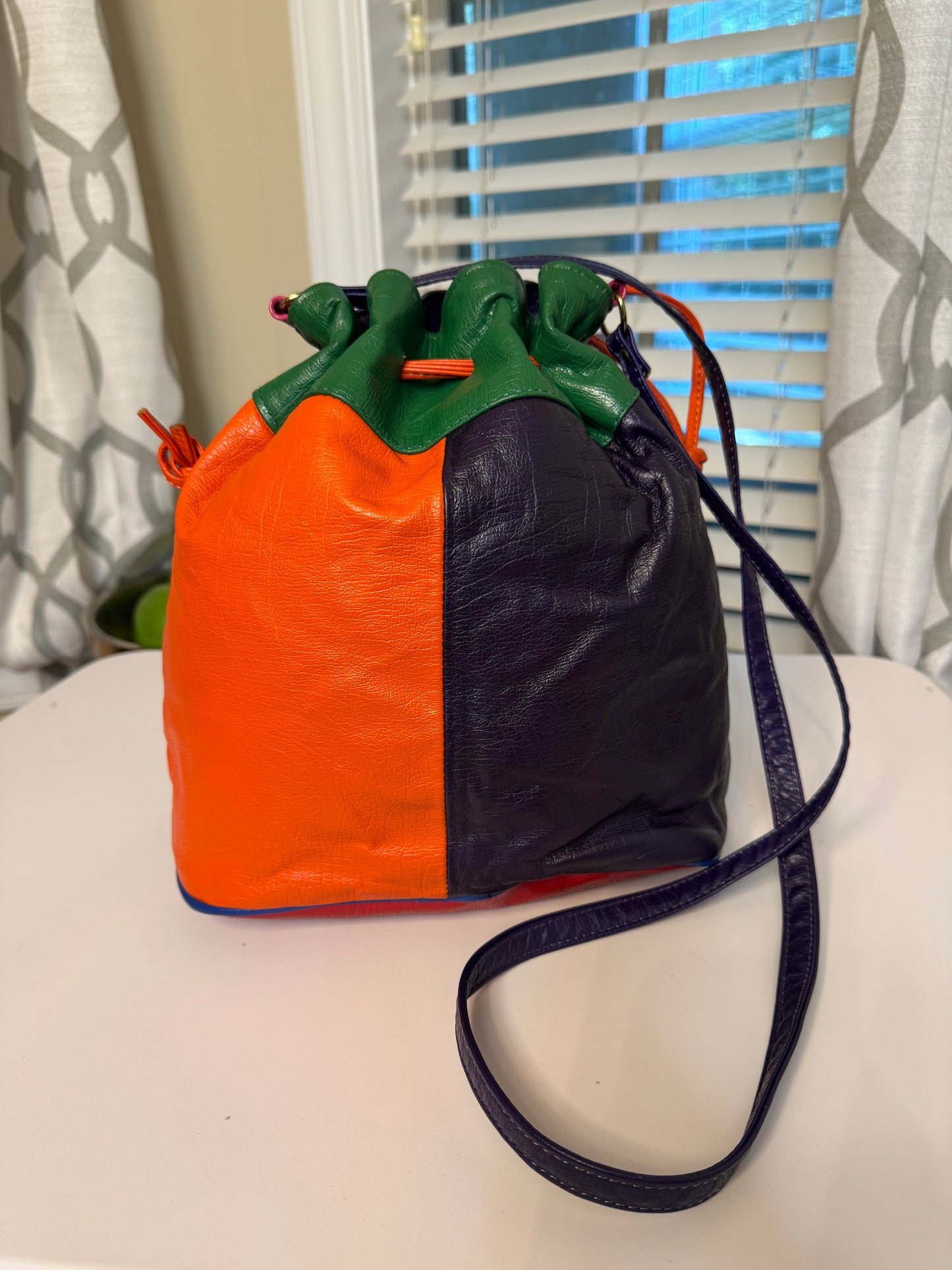 Genuine Leather Bejeweled Vintage Bucket Bag