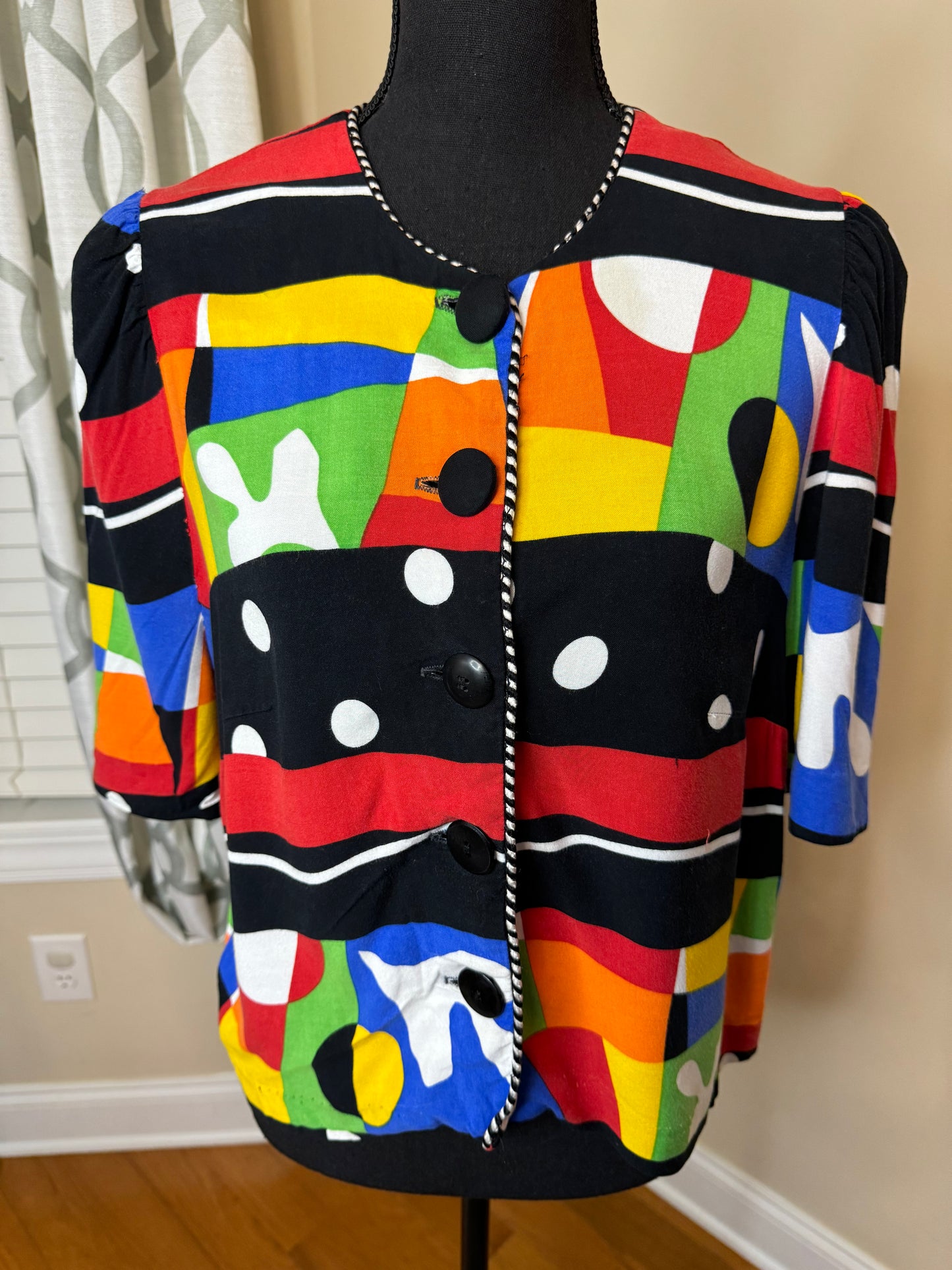 Vintage Multi Print Cropped Blazer