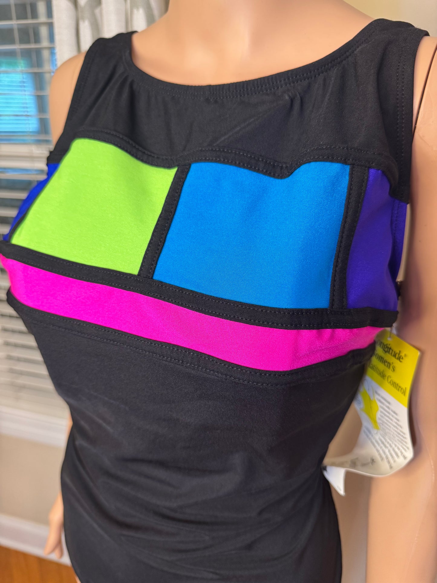 Vtg Longitude Women's NWT Colorblock Swimsuit