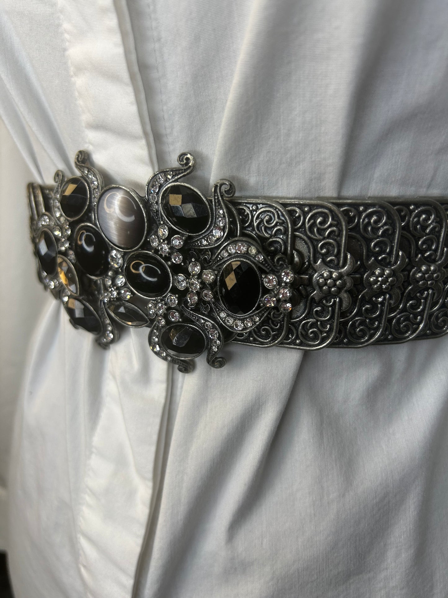 Vintage Scale Belt with Rhinestone Buckle
