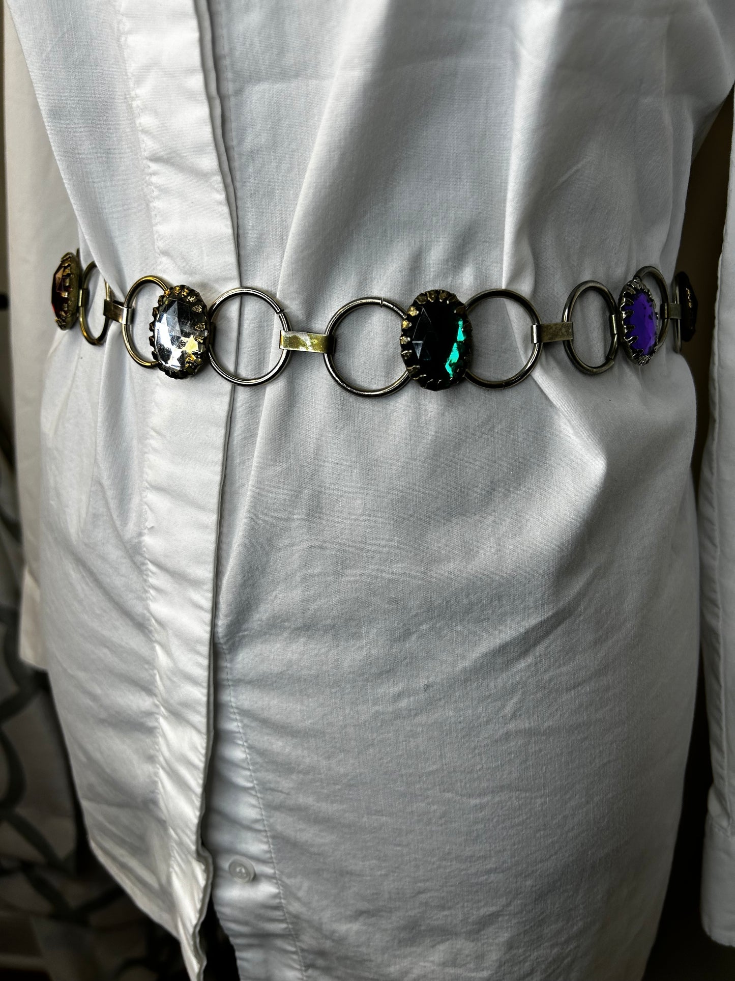 Silver Tone Gemstone Belt