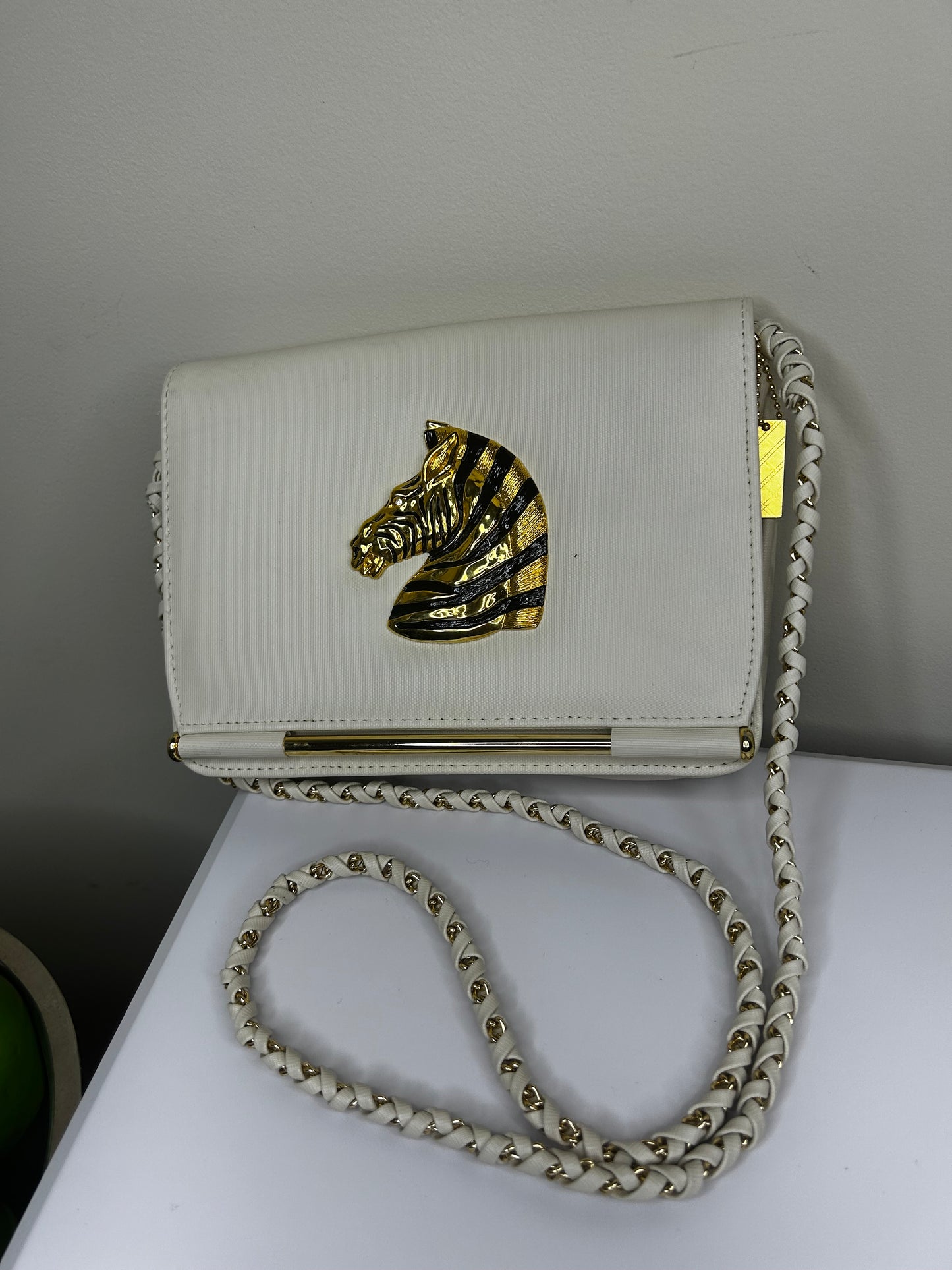 Vtg Nima Crossbody Gold Horse Emblem Purse