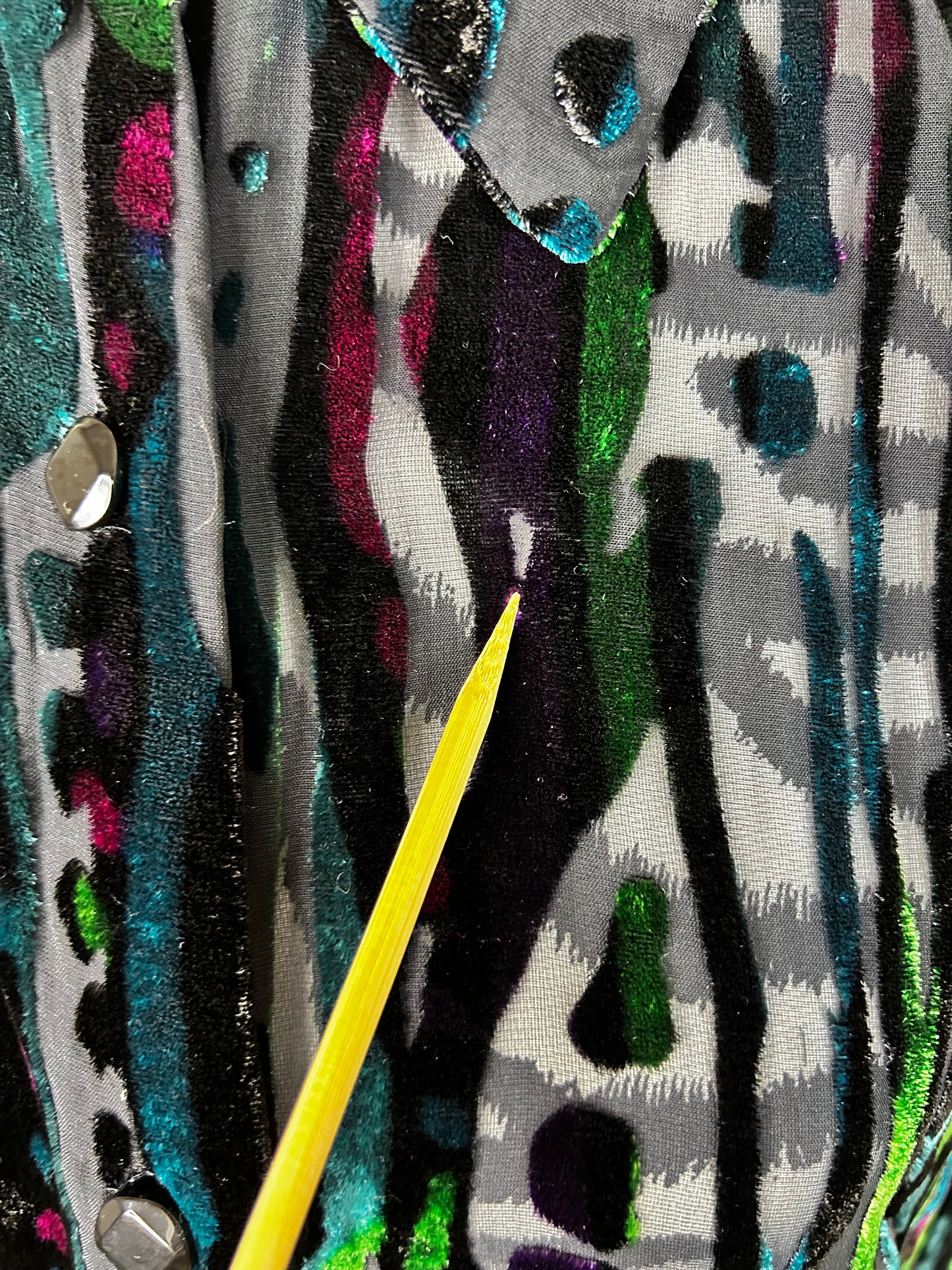 Bob Mackie Sheet/Velour Mixed Shirt