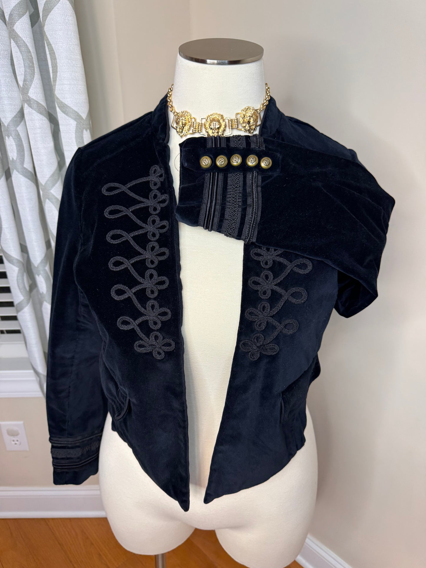 Festi Stretch Velvet Tailored Military Blazer by Torrid