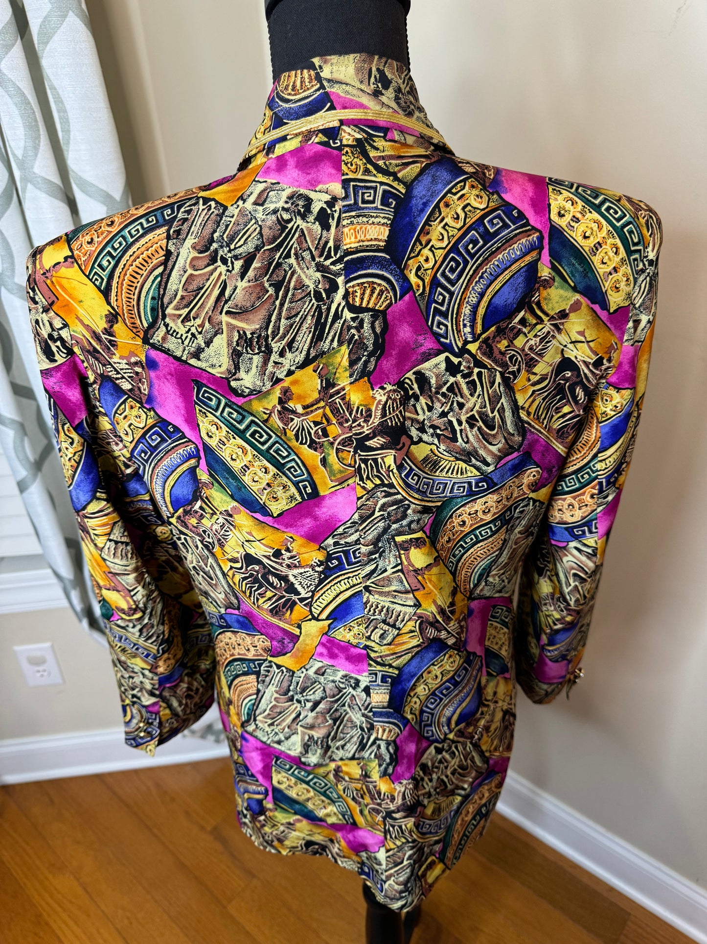 Vintage Abstract Print Blazer