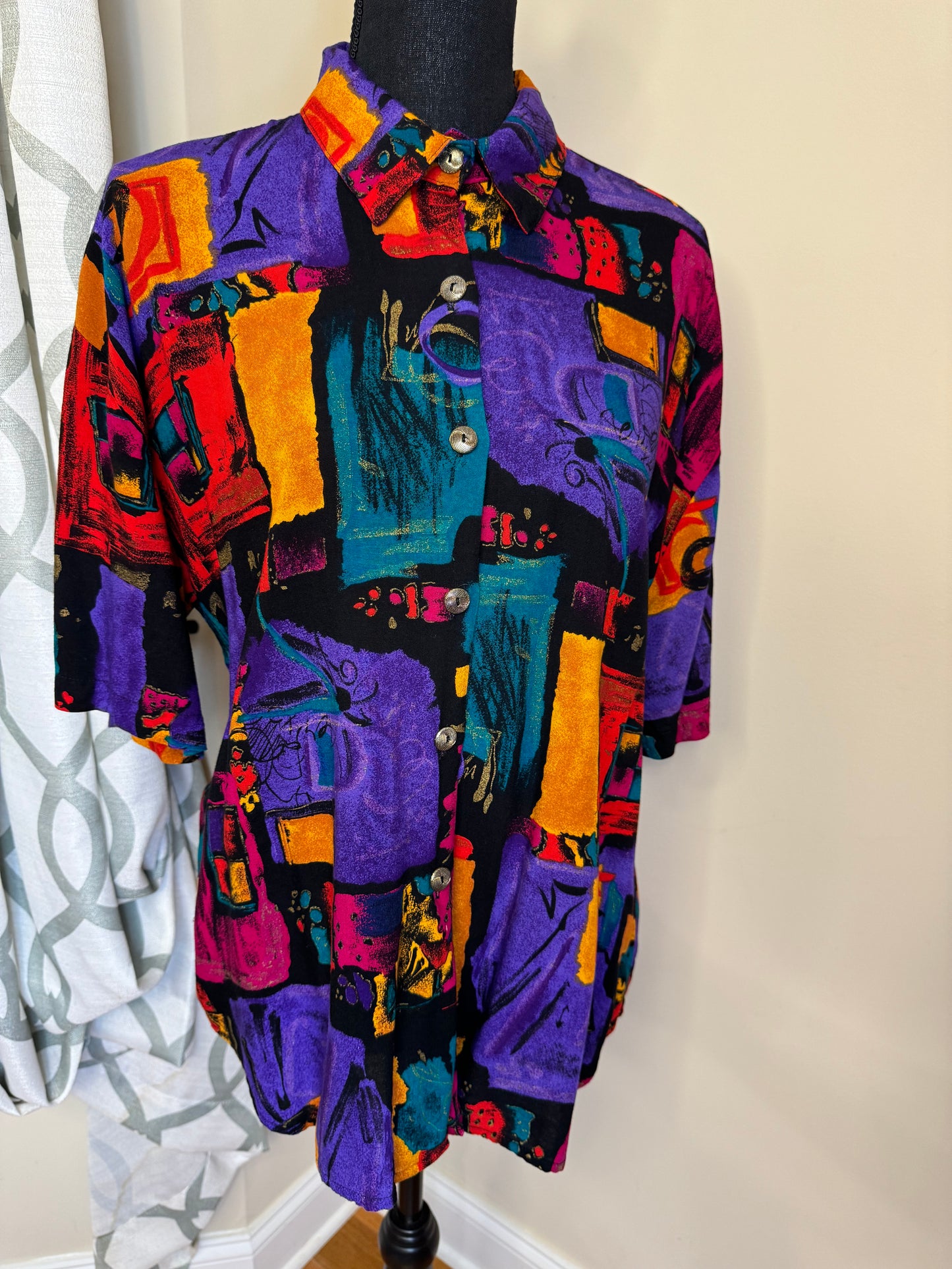 Caliche Vtg Abstract Print Shirt