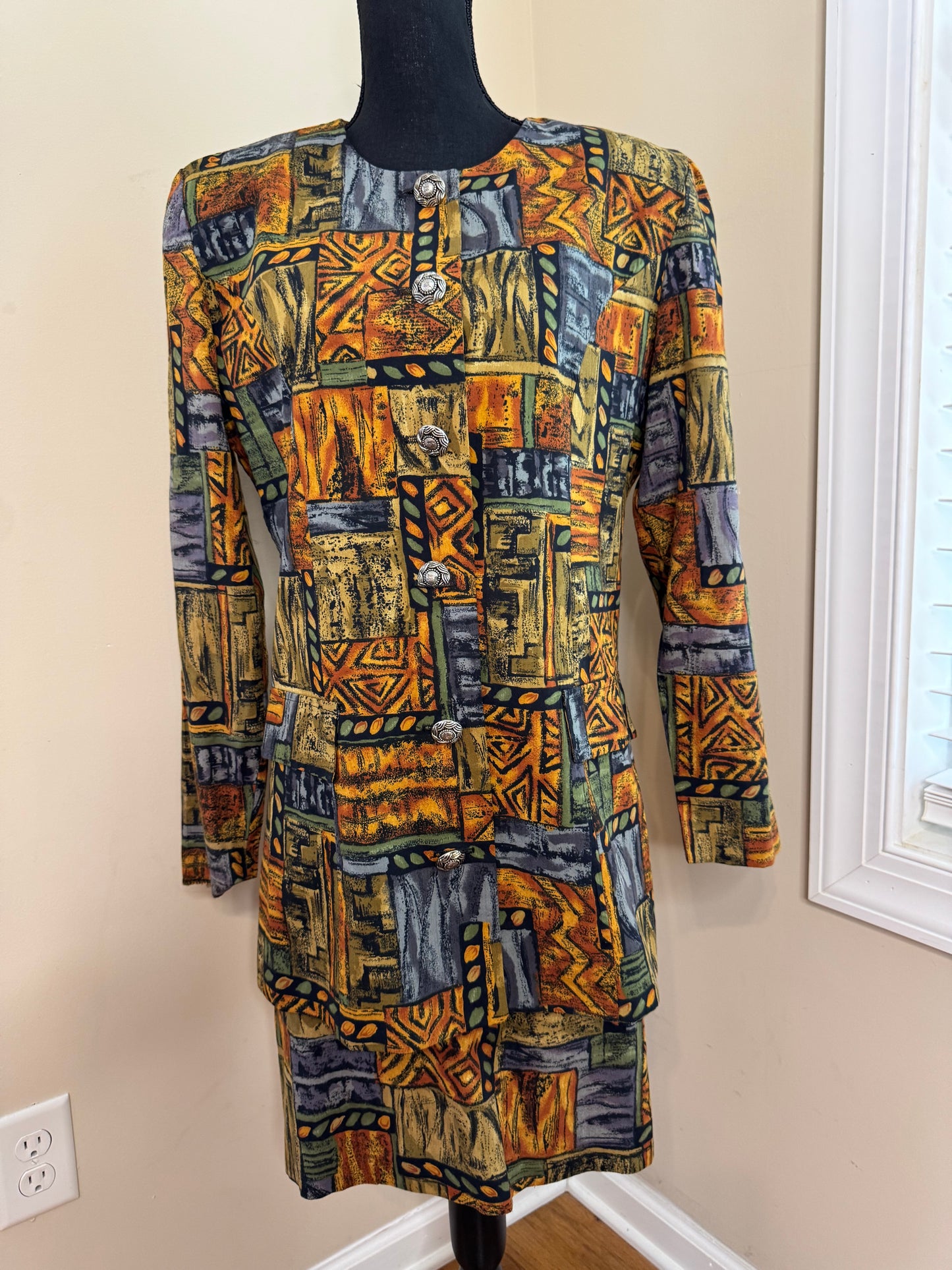 Jeffrey & Dara 2-Piece Muted Tone Vtg Skirt Set