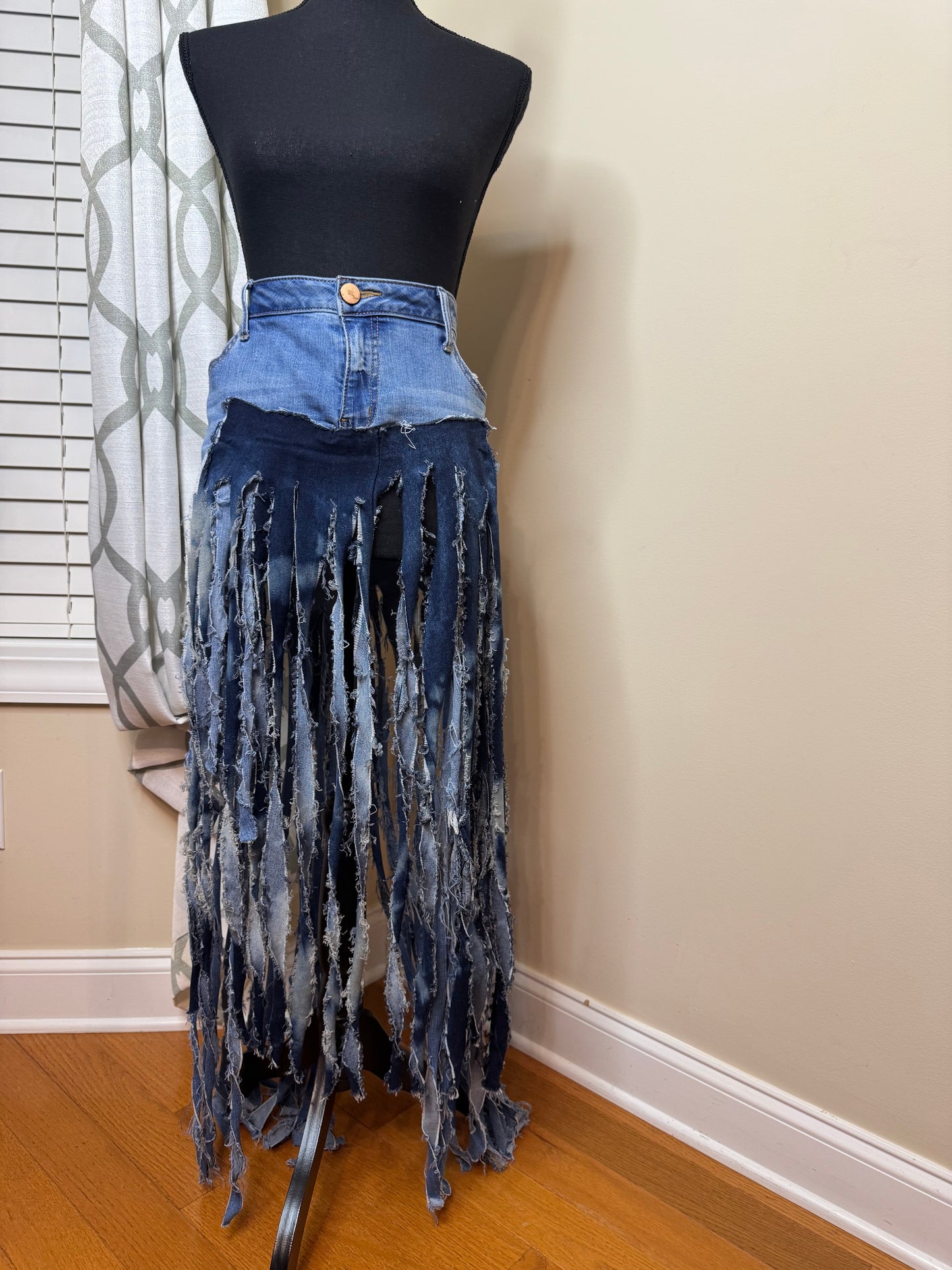 1822 Denim Fringe Skirt
