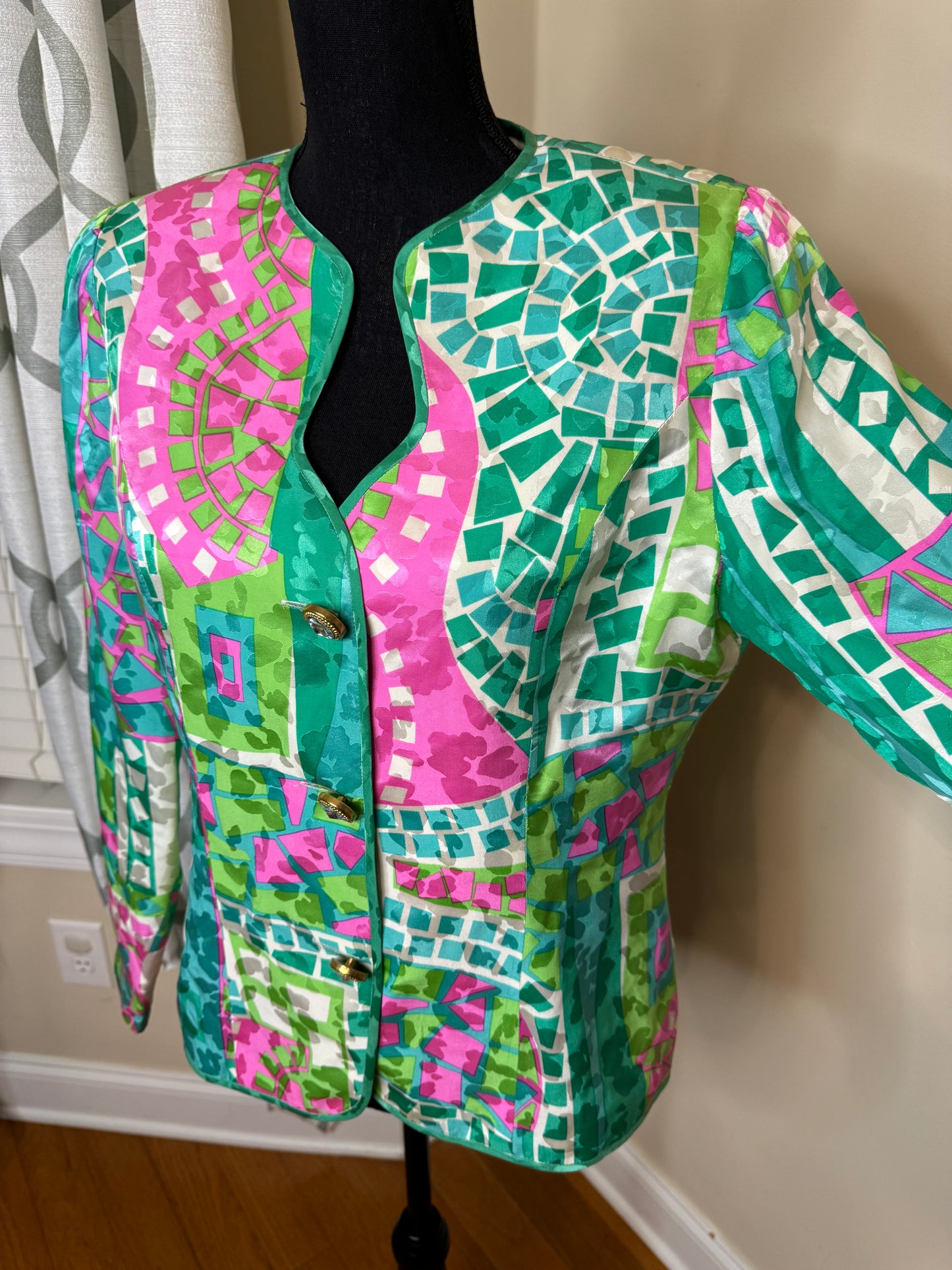 Vintage Anne Crimmins for Umi Collections Abstract Print Blazer
