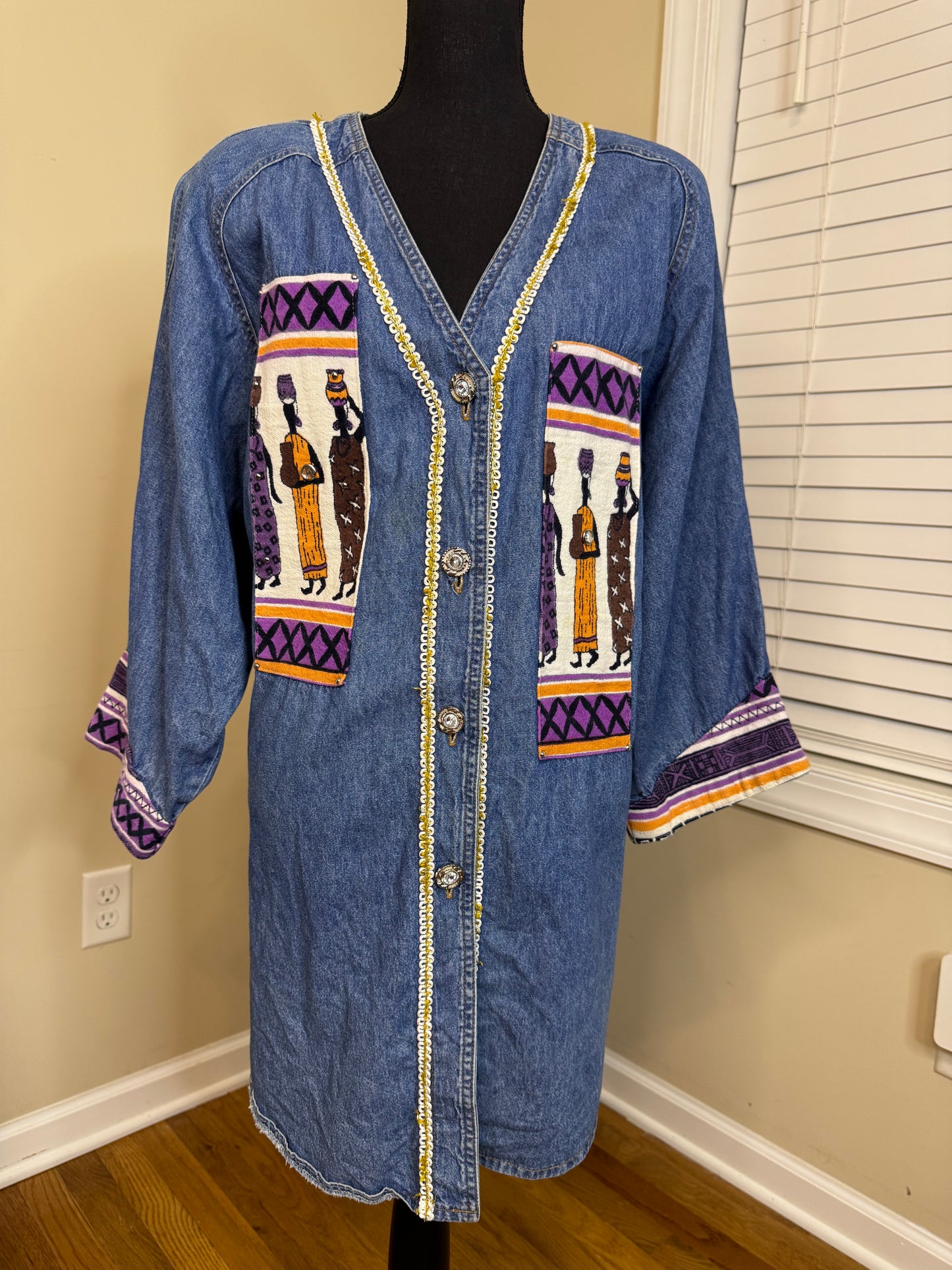 Vtg Charlie Casuals of California Embroidered & Bejeweled Shirt/Jacket
