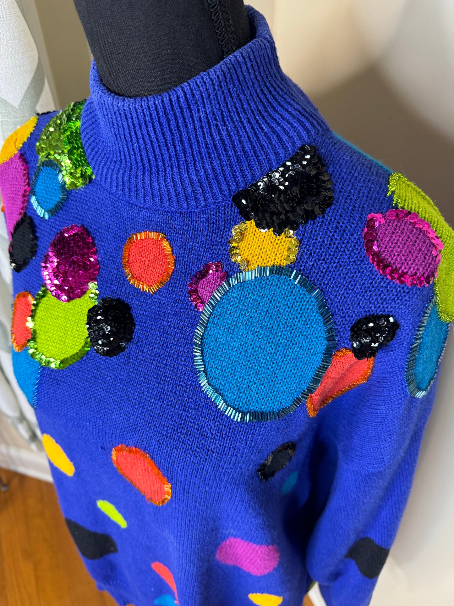 IB Diffusion Women's Vintage Rib Knit Sequin Embellished Sweater