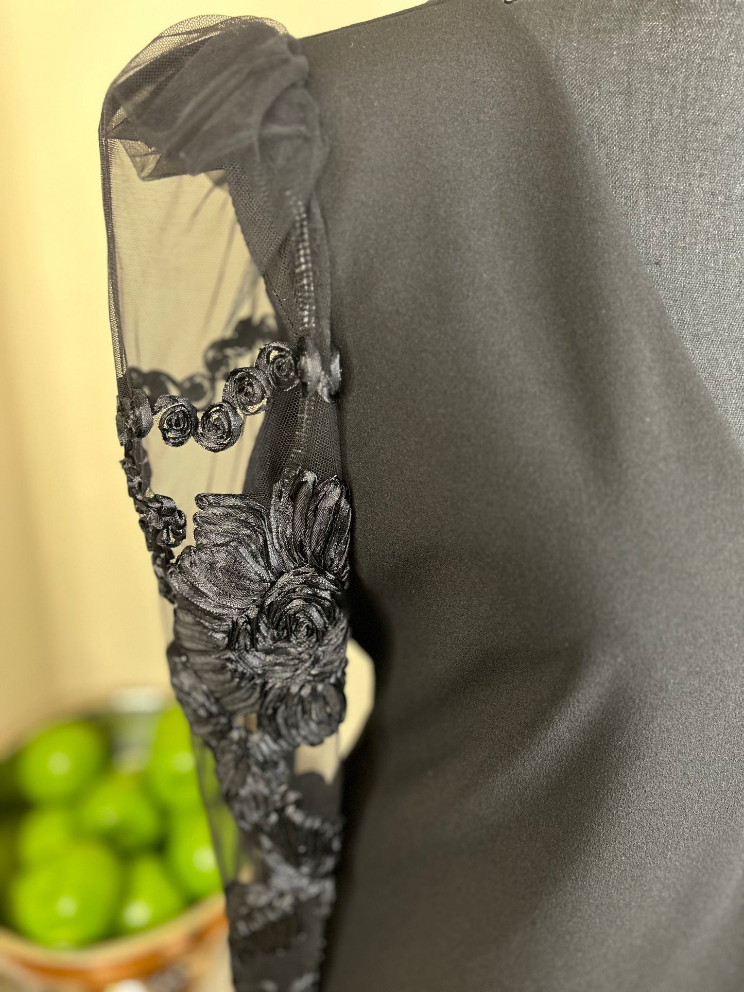 Express Floral Lace Puff Long Sleeve Bodysuit