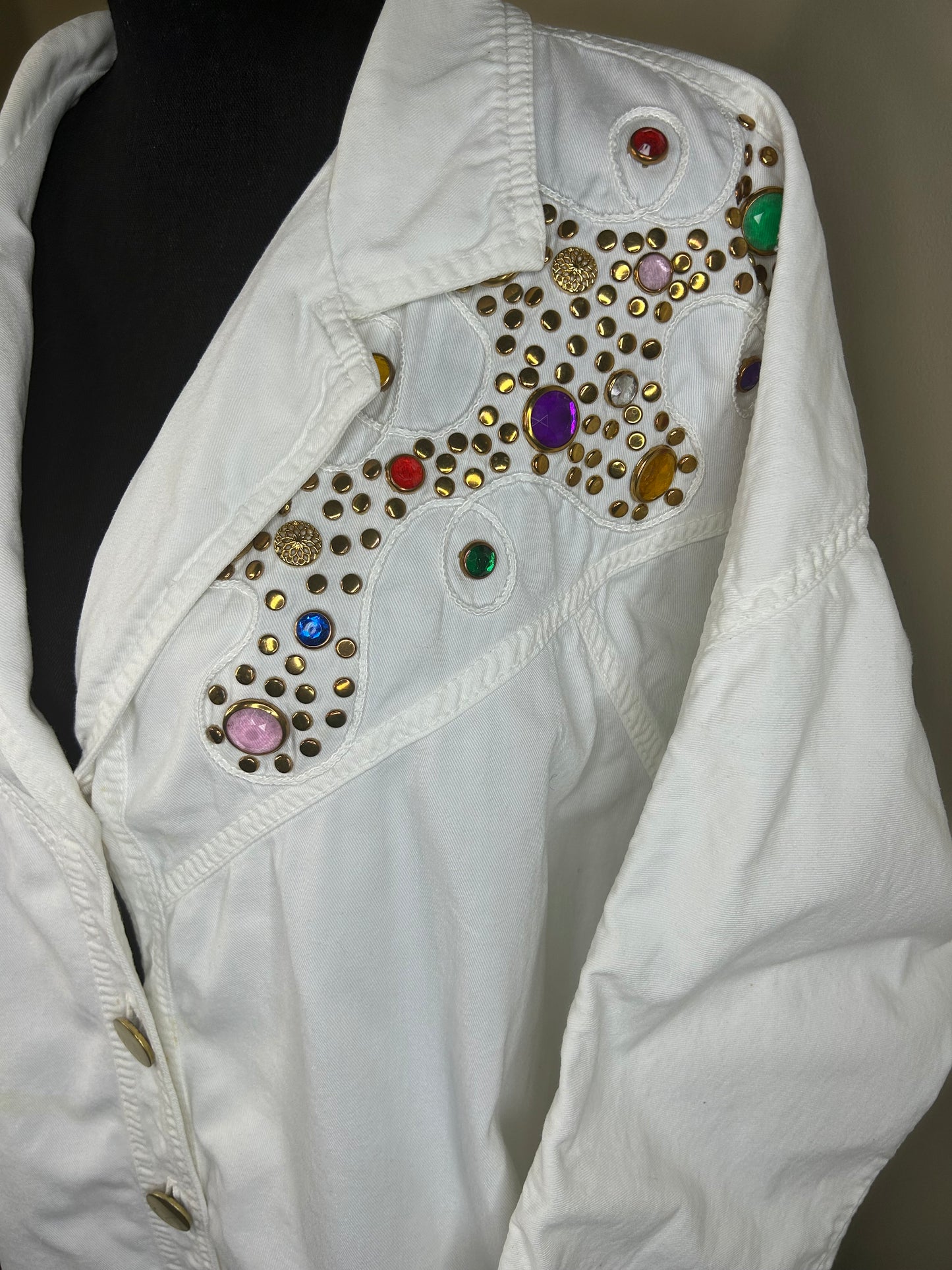 Monique Fashions Bejeweled Denim Shirt
