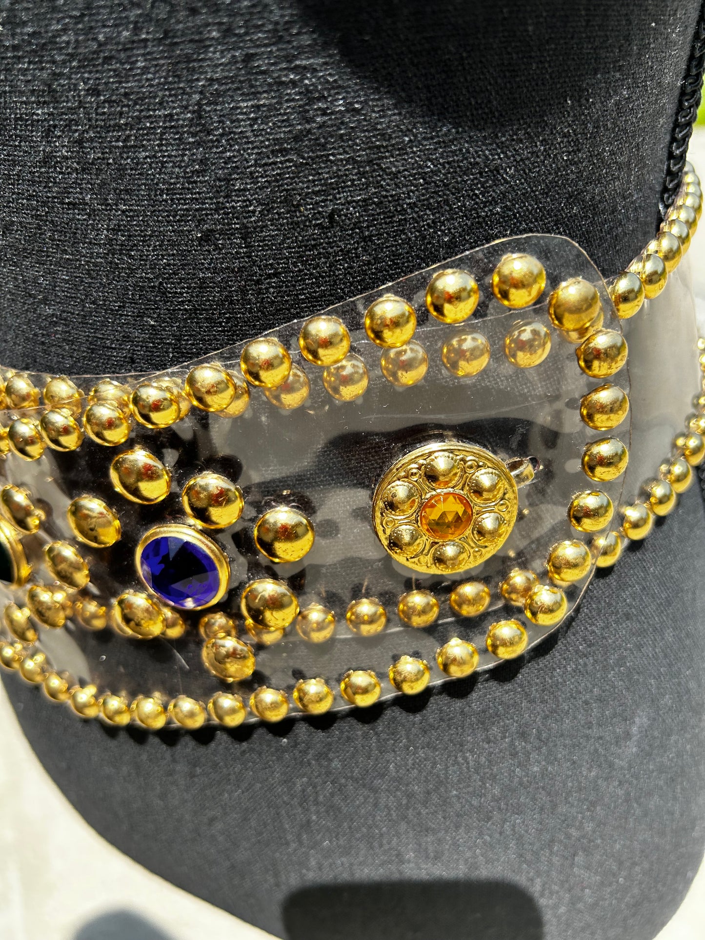 Bejeweled Clear Plastic Belt with Gold Studs