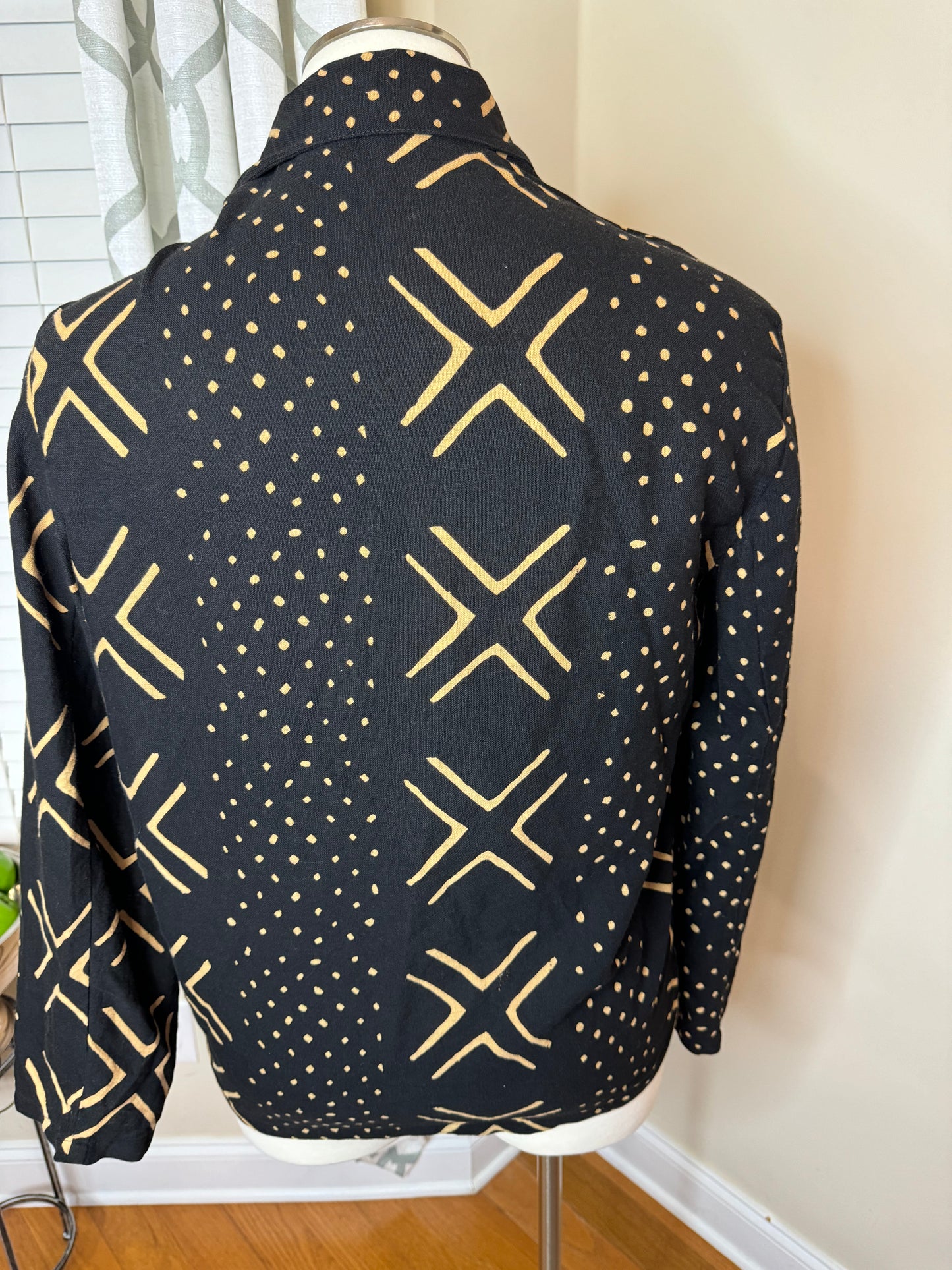 Ethnic Print Double-Button Blazer