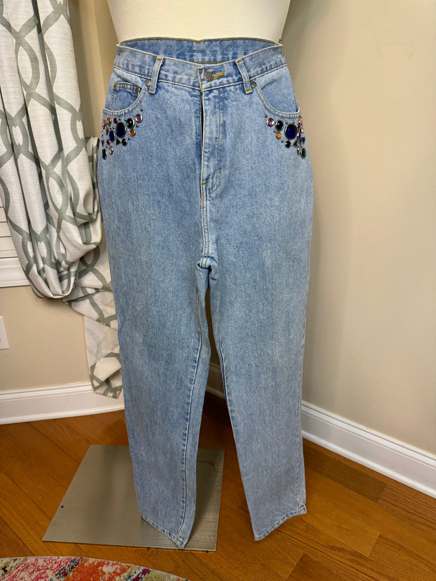 Nada Nuff Vintage Multicolored Bejeweled Jeans