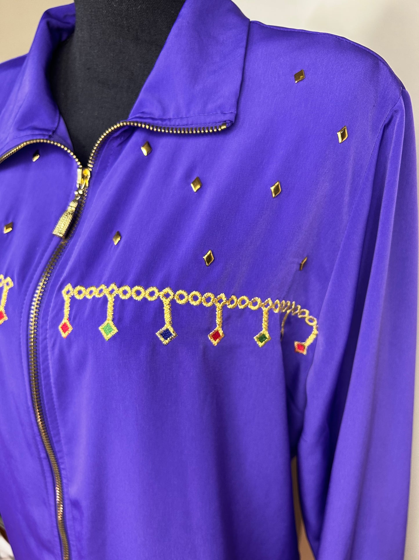 Silver Threads Embroidered and Studded Vintage Bomber