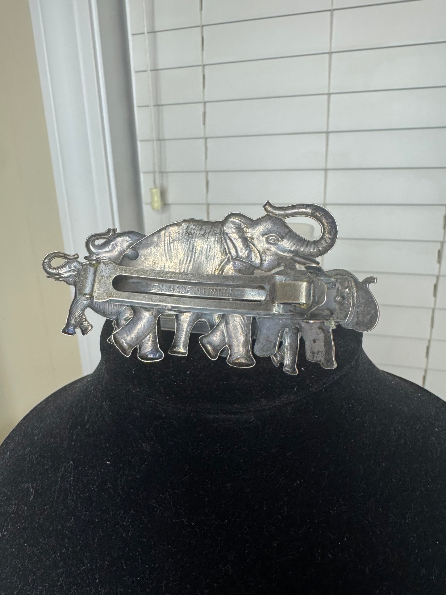 Vintage Elephant Family French Hair Barret