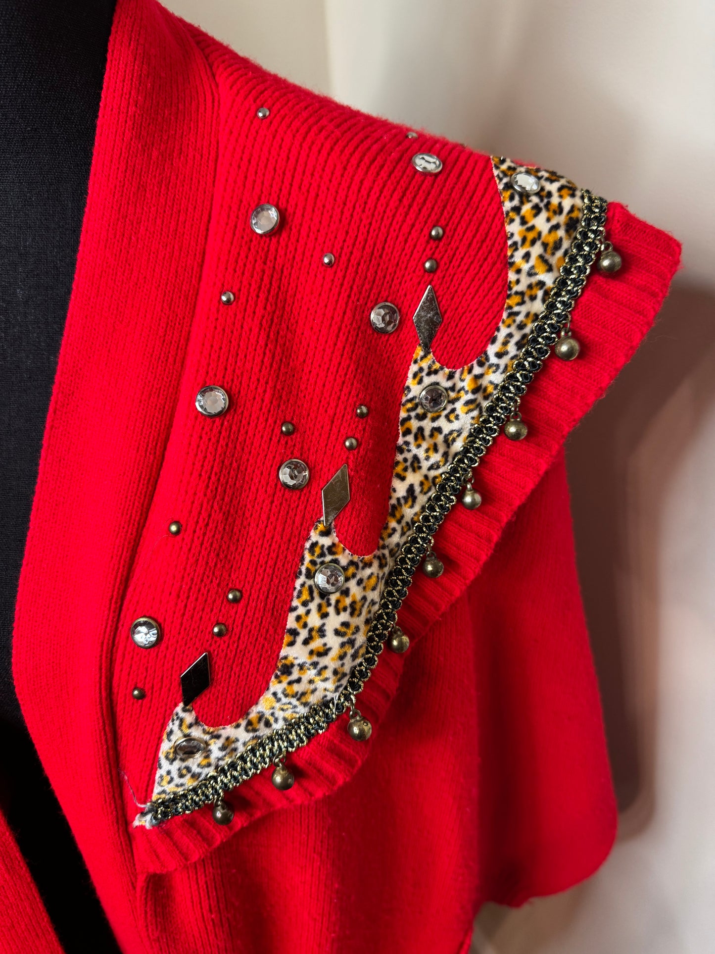Vtg Bejeweled Open Sweater Duster