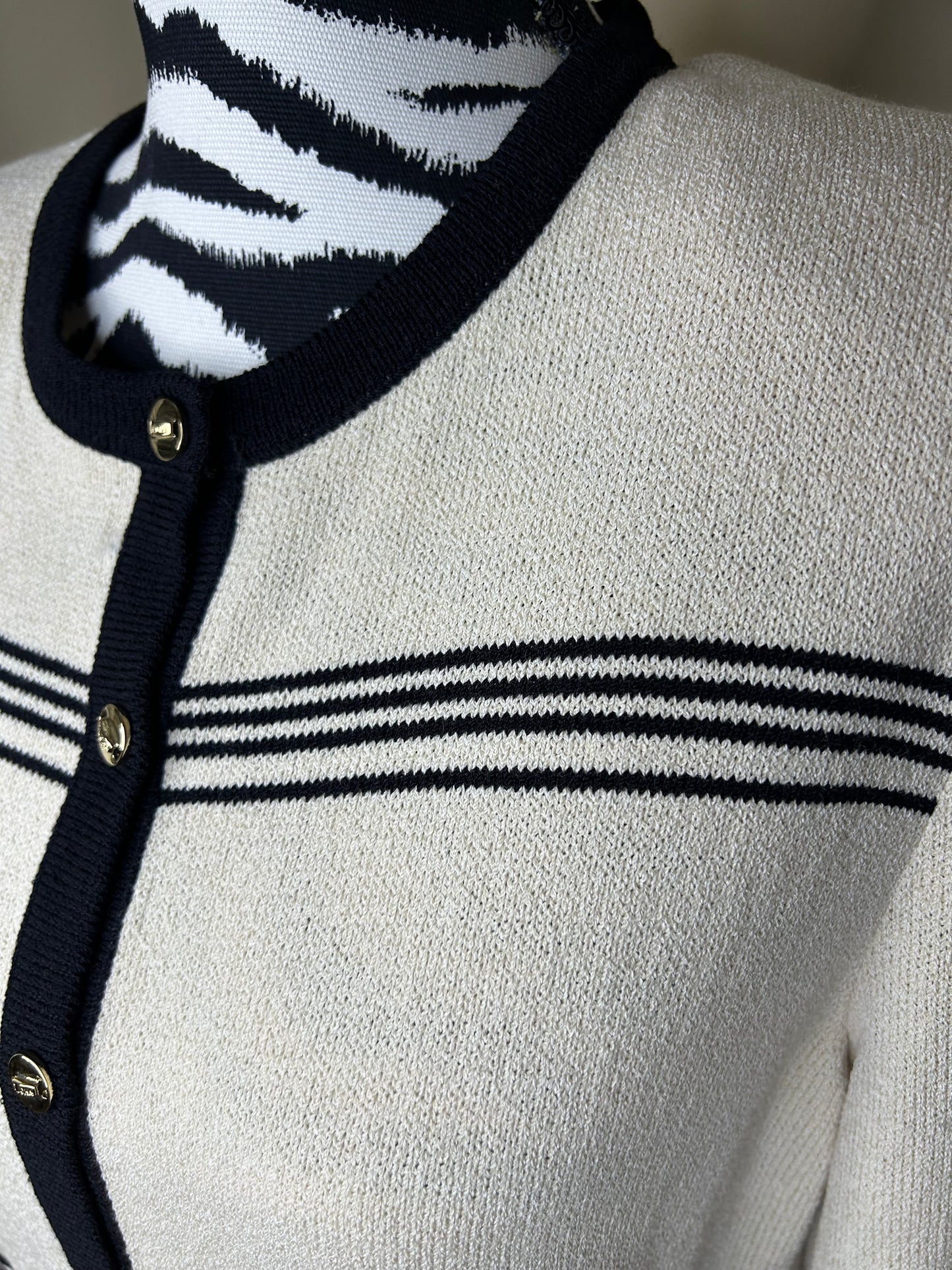 St. John Collection Black and Cream Cardigan