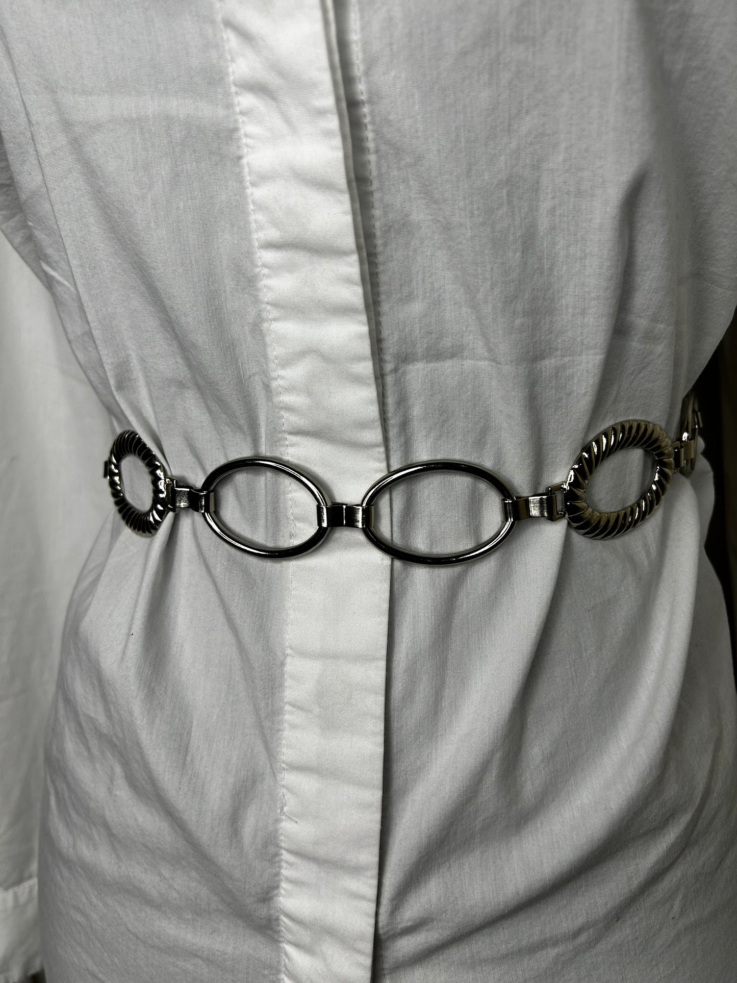 Silver Textured Chain Belt