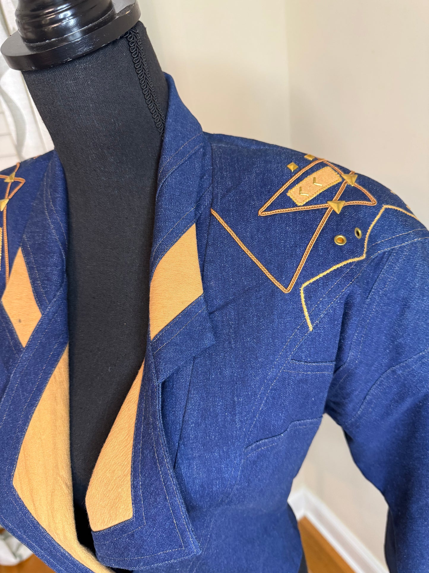 KATSAI Sports Embellished and Embroidered Denim Blazer