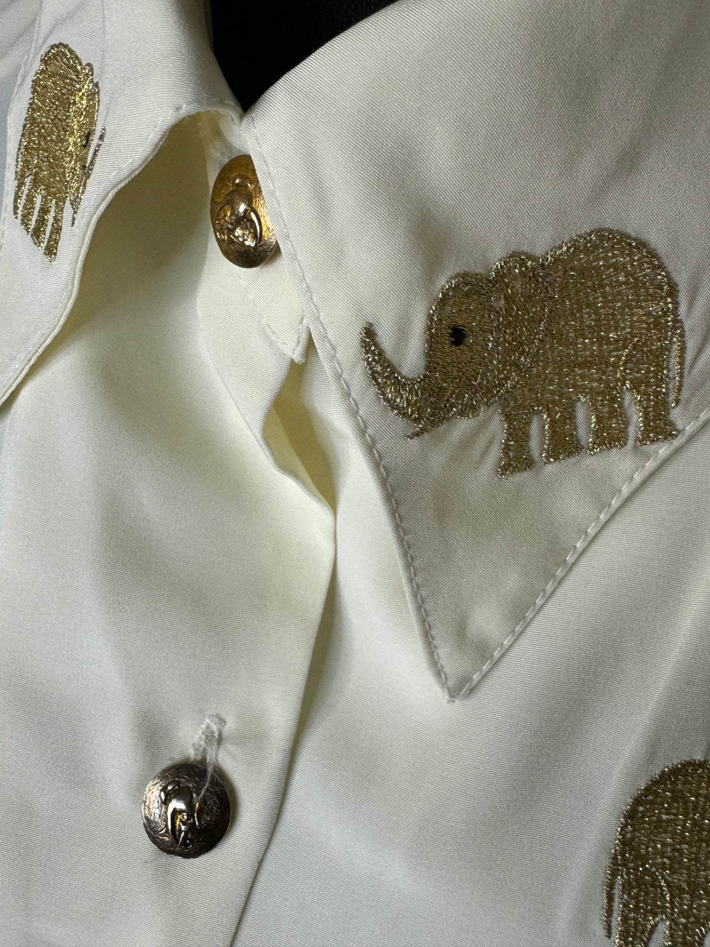 90s Elephant Embroidered Blouse