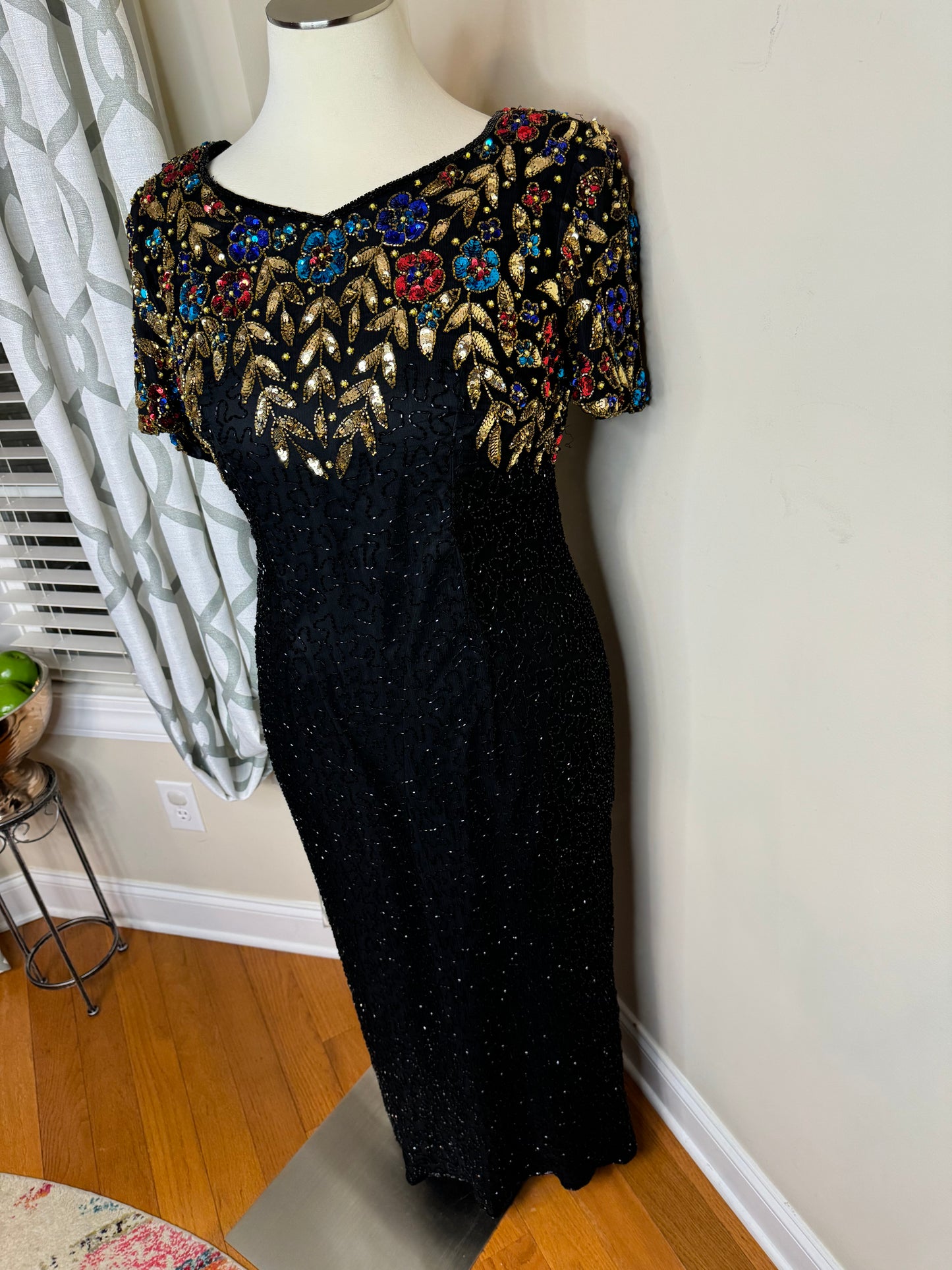 Patra Vintage Sequin Formal Dress Maxi Length