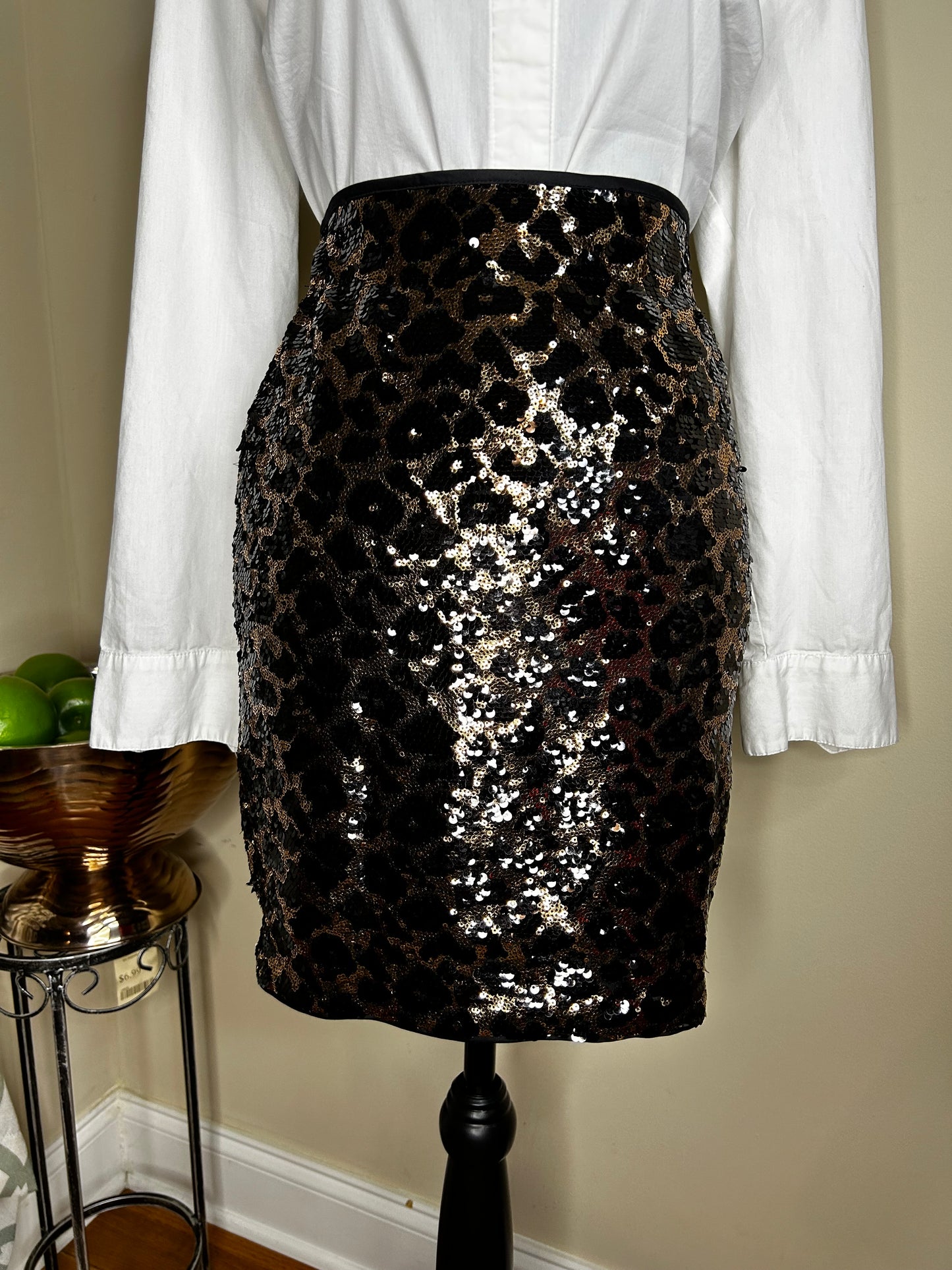 Cache Animal Print Sequin Skirt NWT