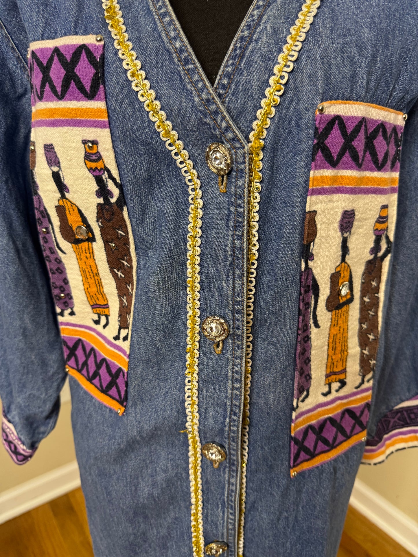 Vtg Charlie Casuals of California Embroidered & Bejeweled Shirt/Jacket