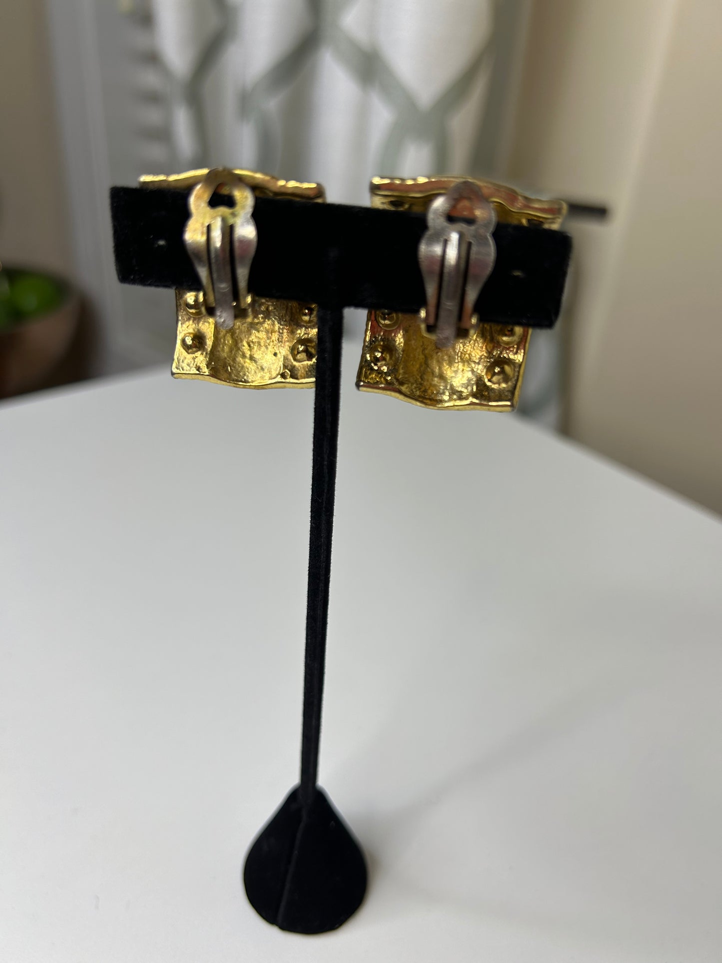 Red Diamond Accented Clip-on Earrings