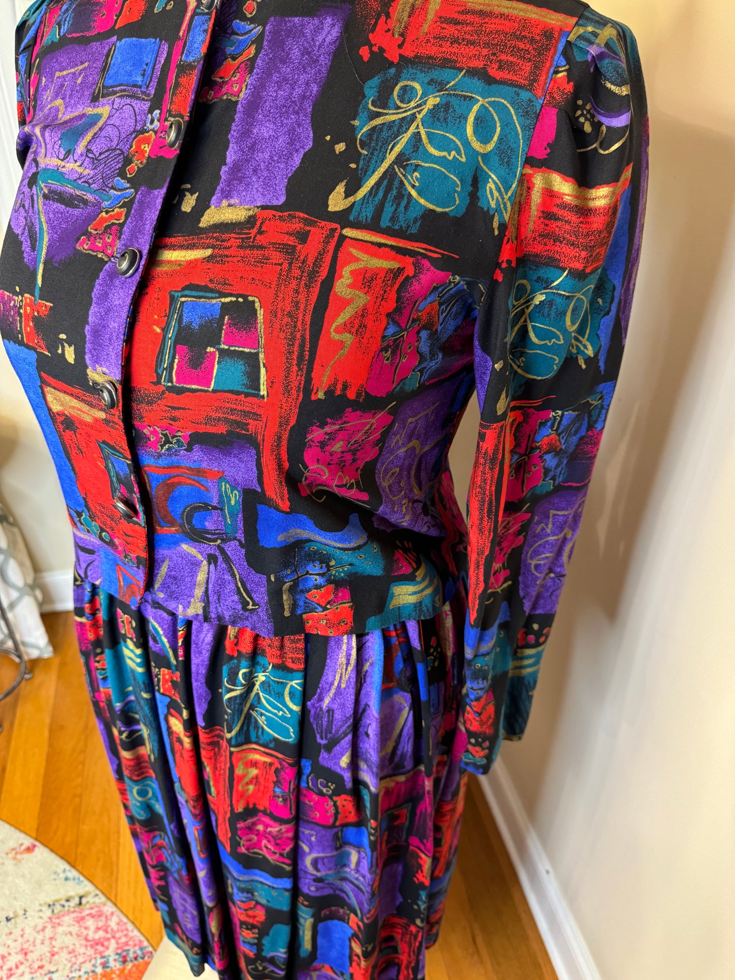 Vtg 2-Piece Abstract Print Set