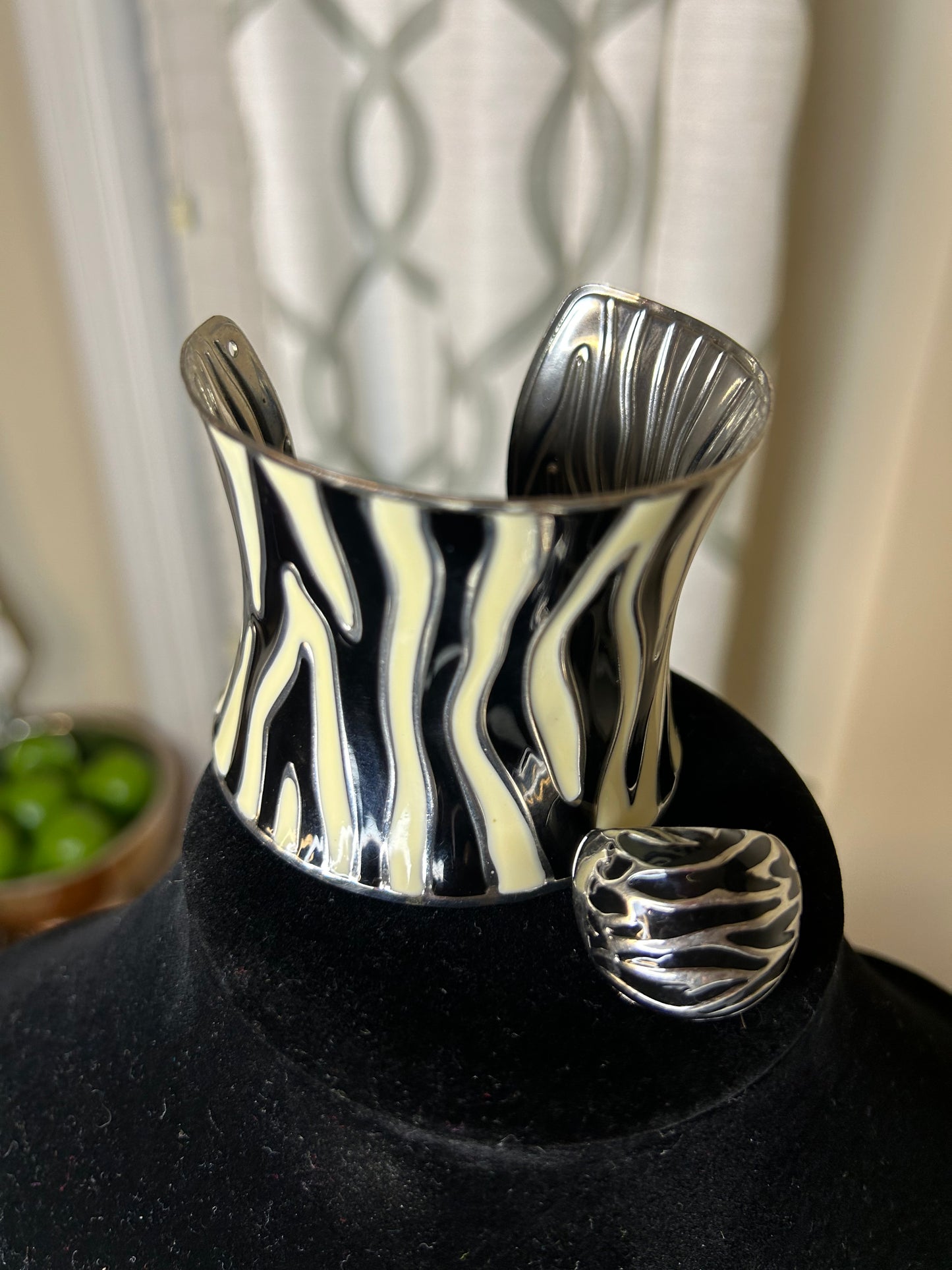 Adjustable Animal Print Cuff with Ring
