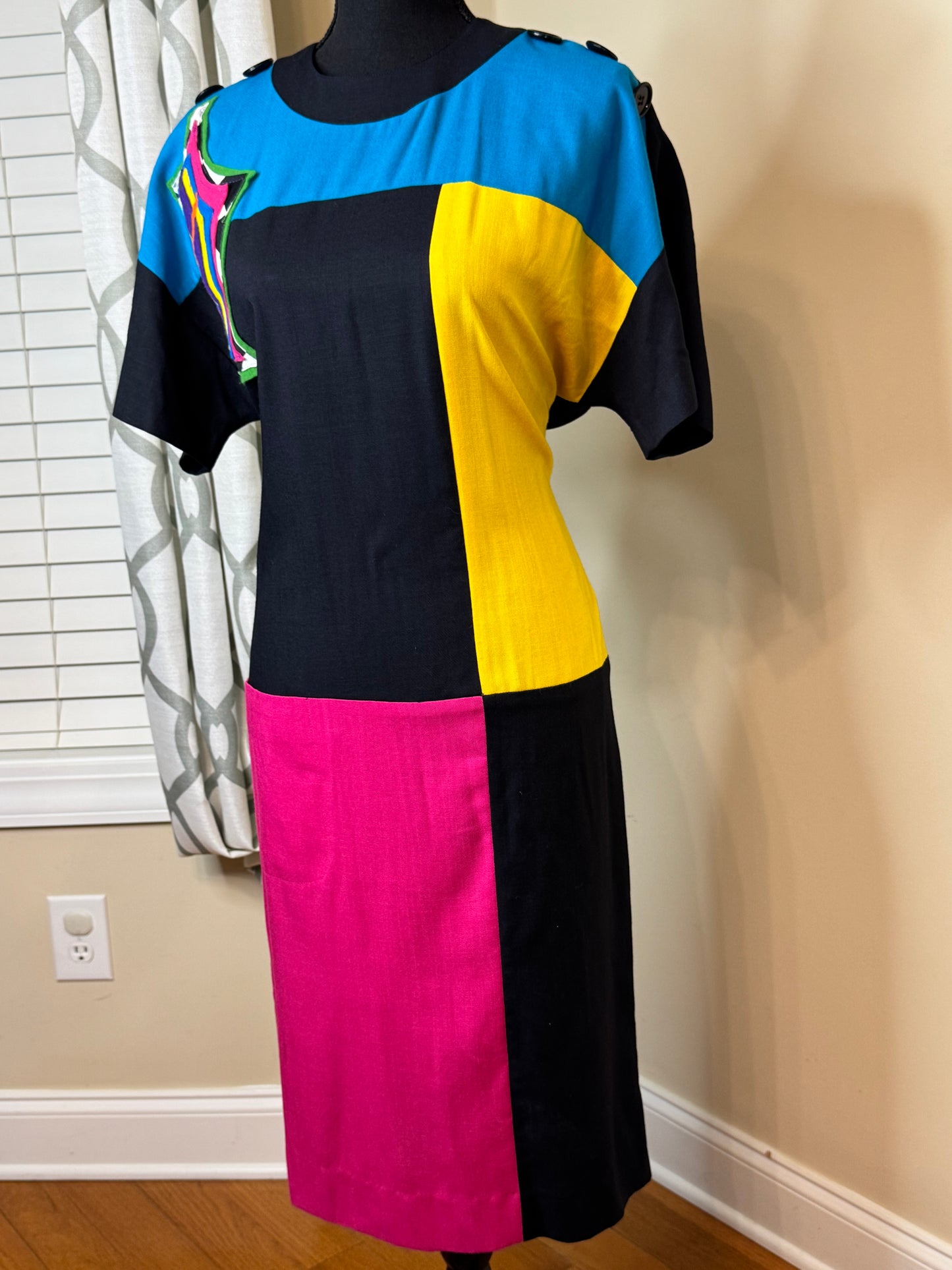 Vintage Leslie Fay Colorblock Dress