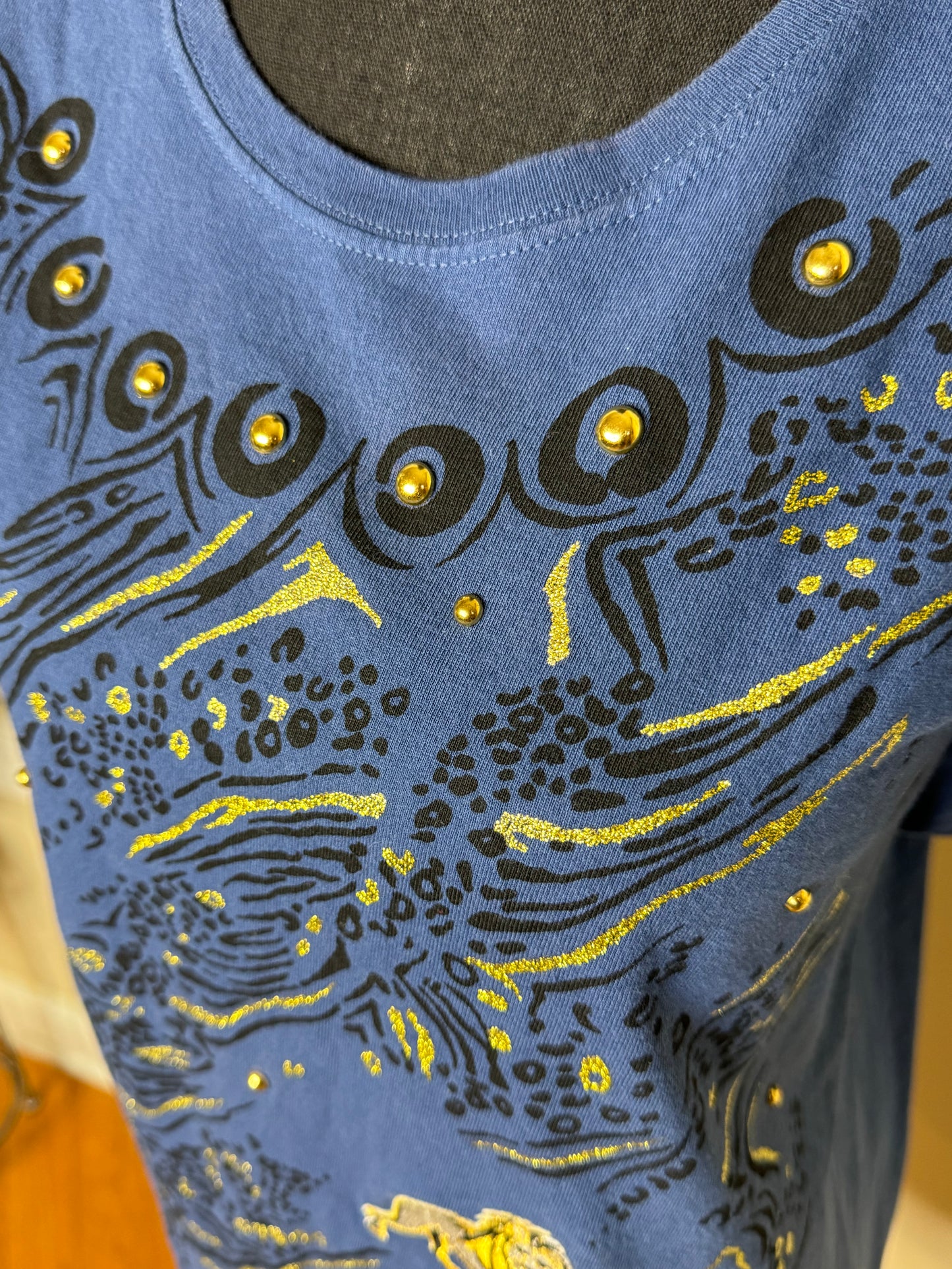 Vintage Mitzia Embroidered, Studded, Hand Painted Tshirt